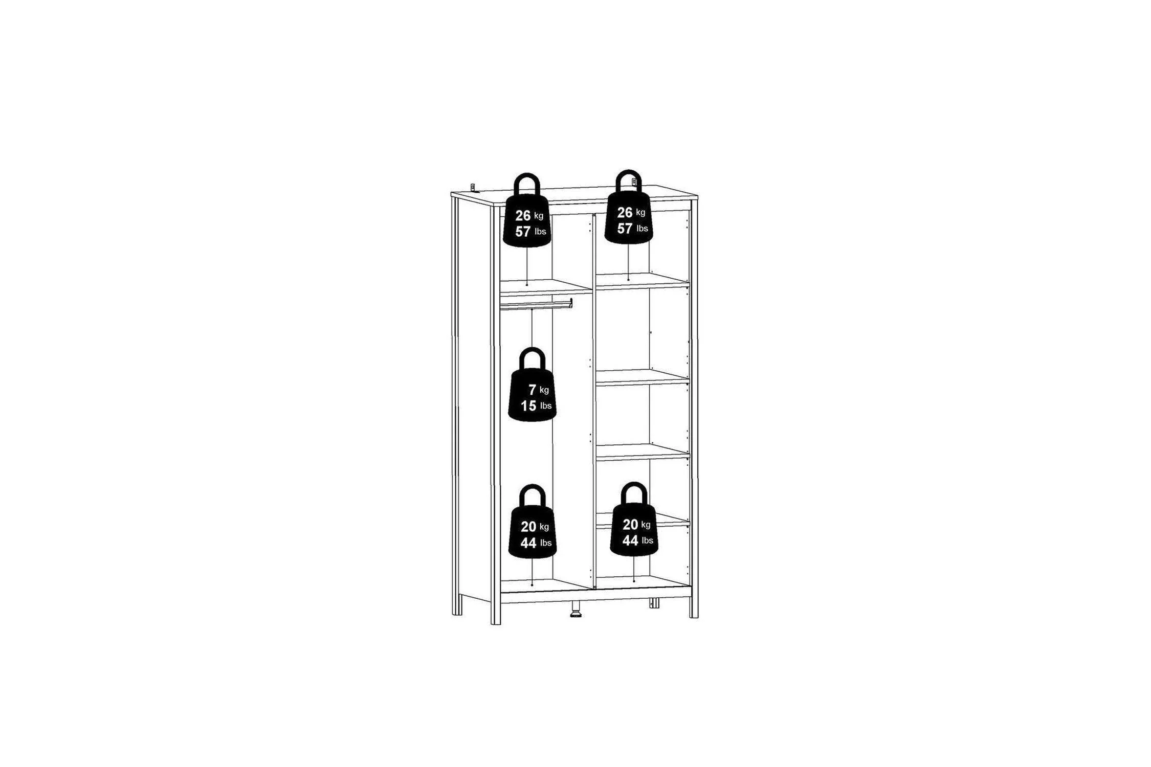 Madrid Wardrobe With 2 Doors In White - Image 11