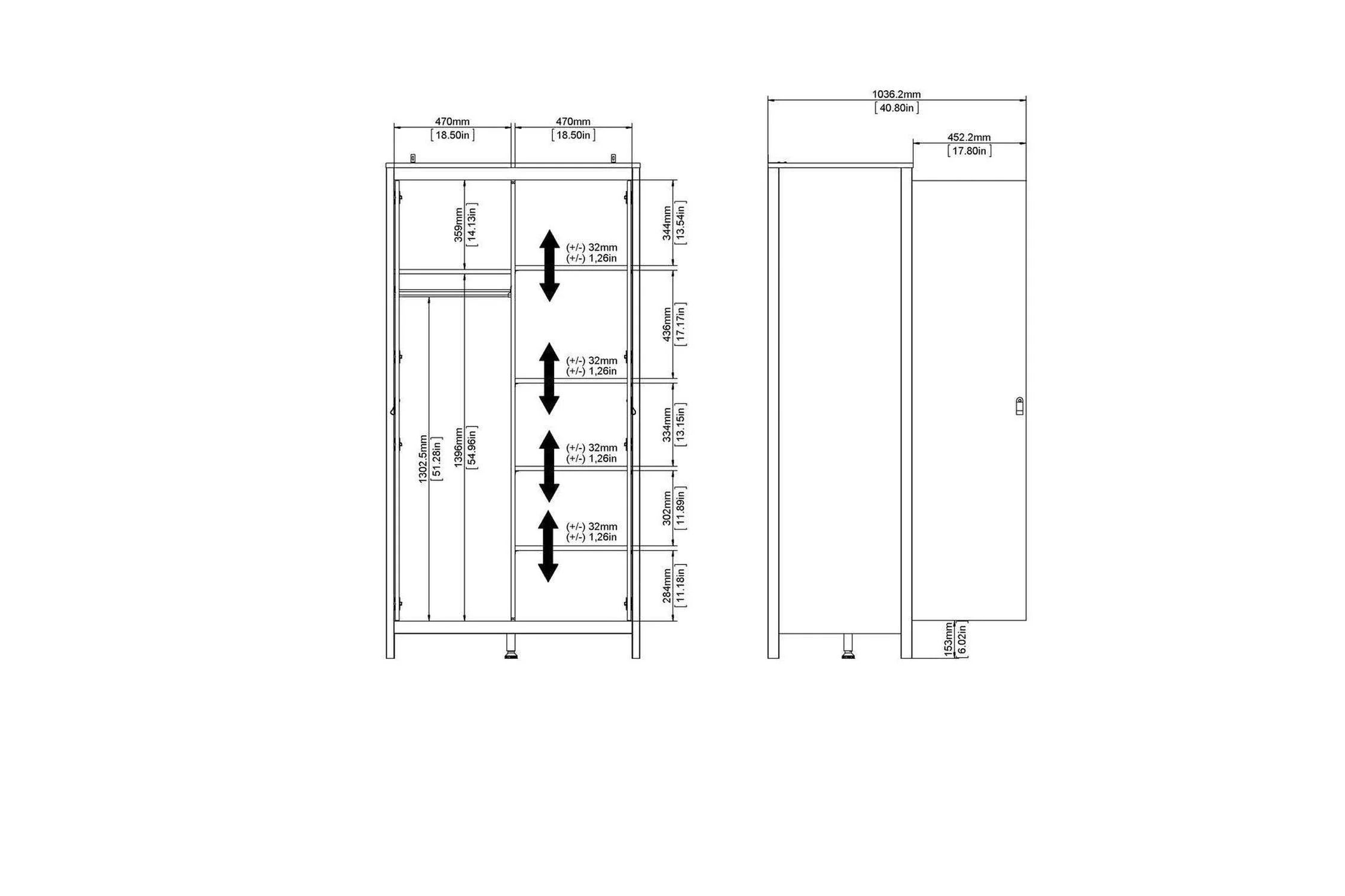 Madrid Wardrobe With 2 Doors In White - Image 2