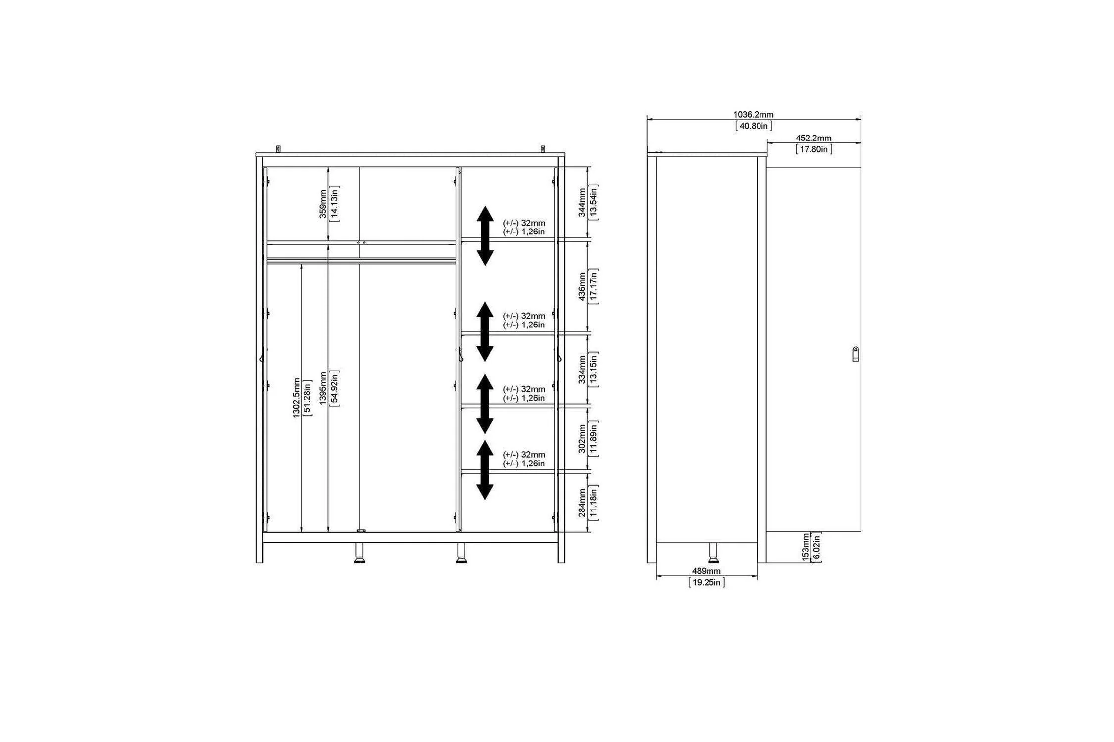 Madrid Wardrobe With 3 Doors In Matt Black - Image 2