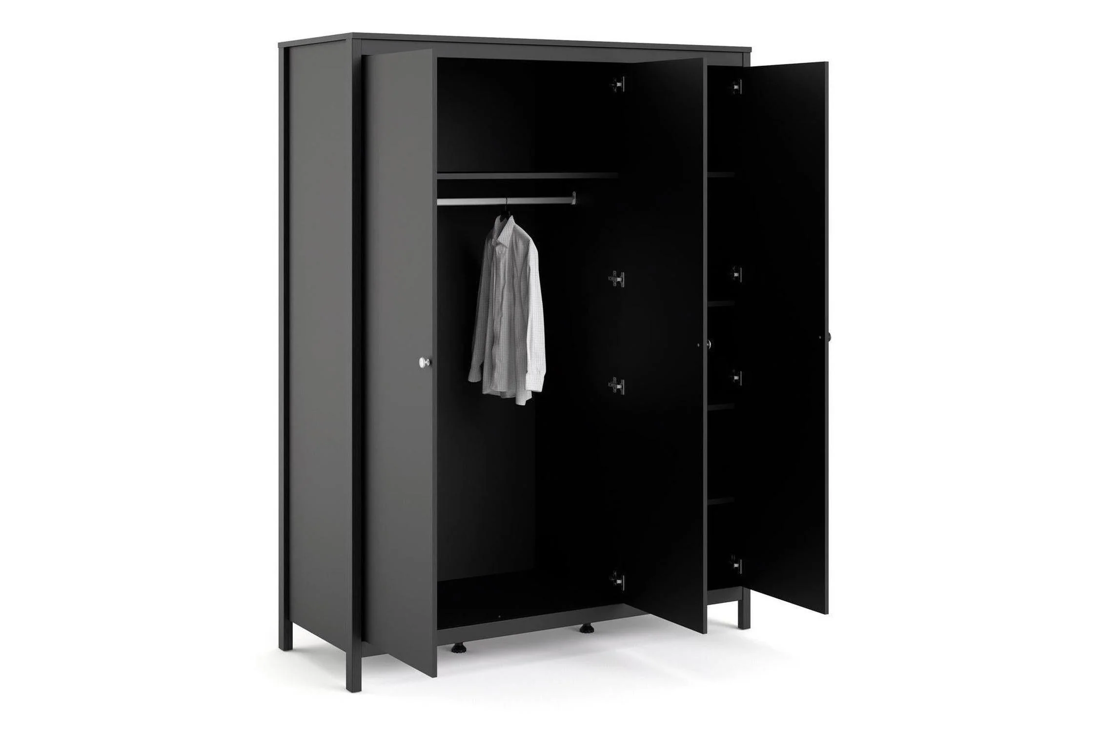 Madrid Wardrobe With 3 Doors In Matt Black - Image 7