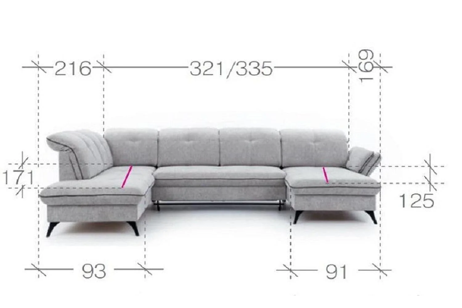 Massimo U Shape Corner Sofa Bed With Storage - Image 9