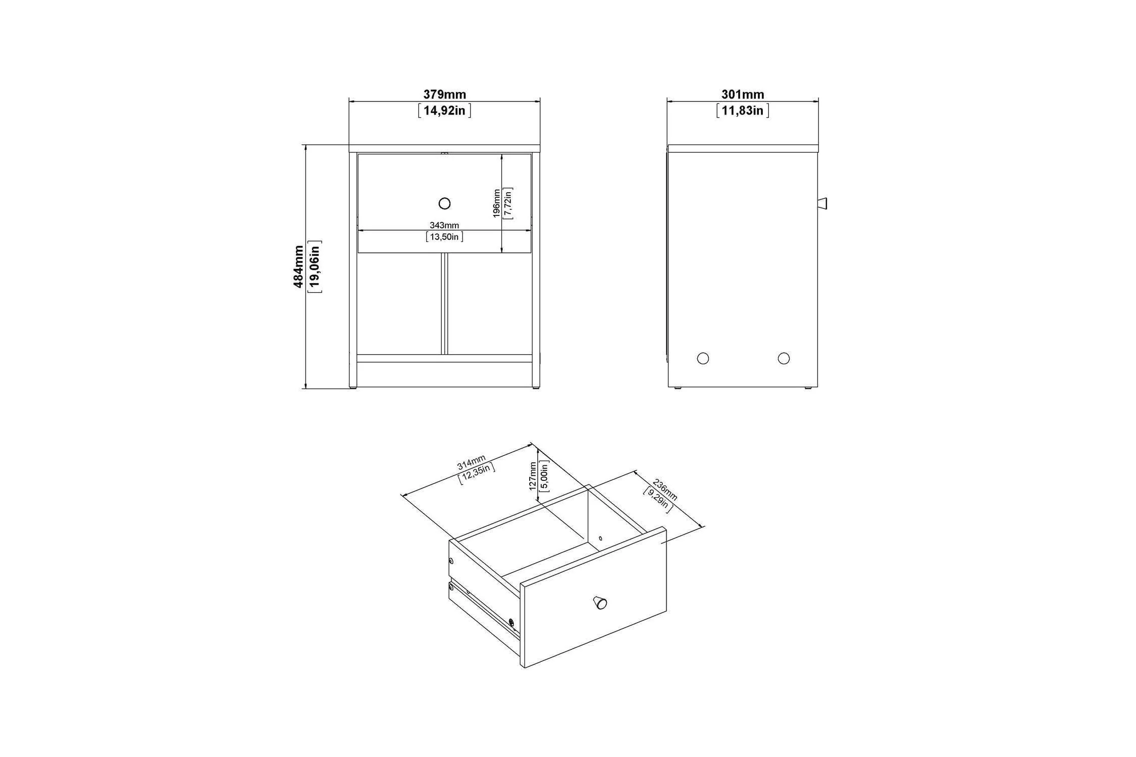 May Bedside 1 Drawer In Black - Image 10