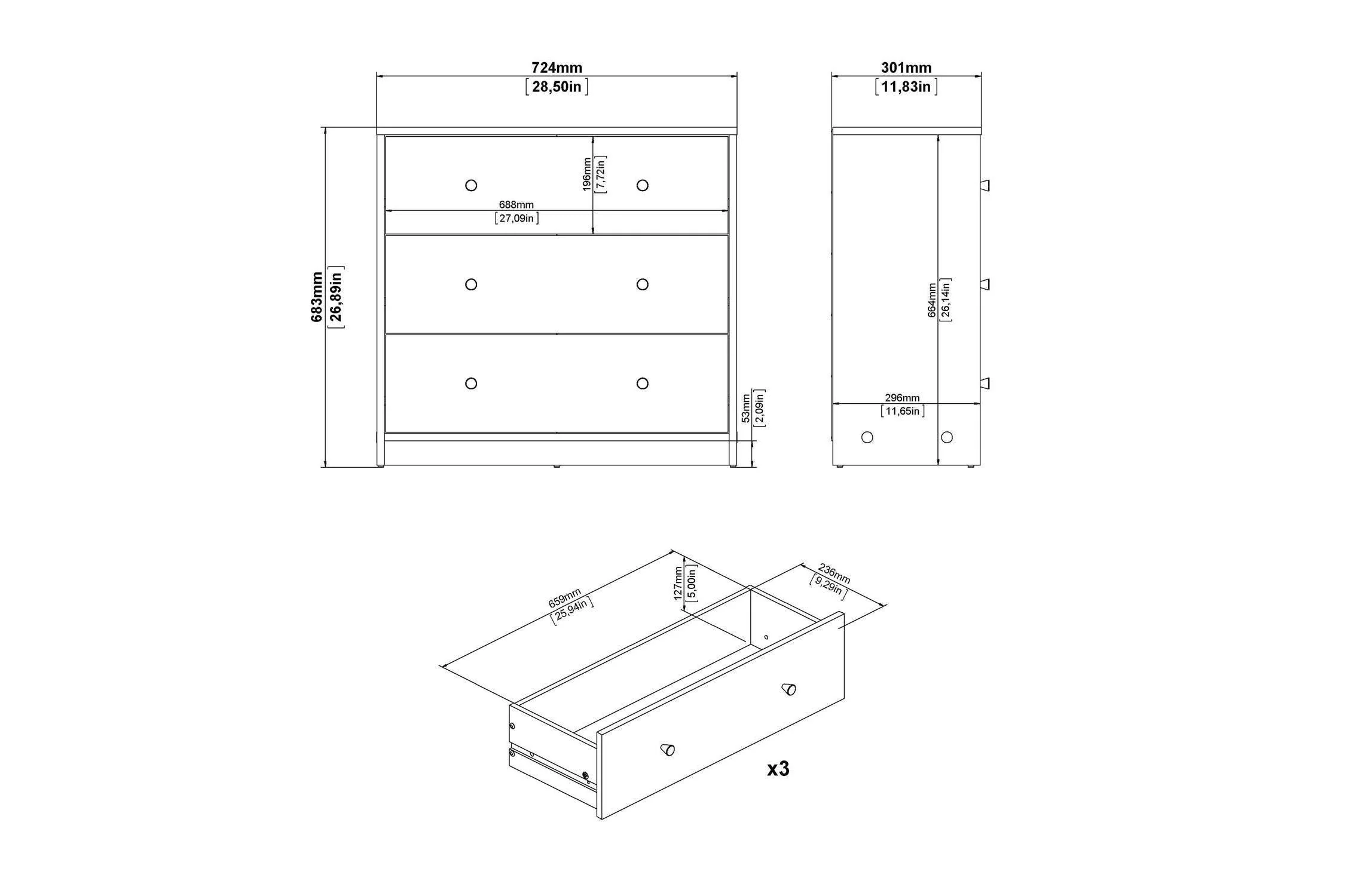 May Chest Of 3 Drawers In Black - Image 10