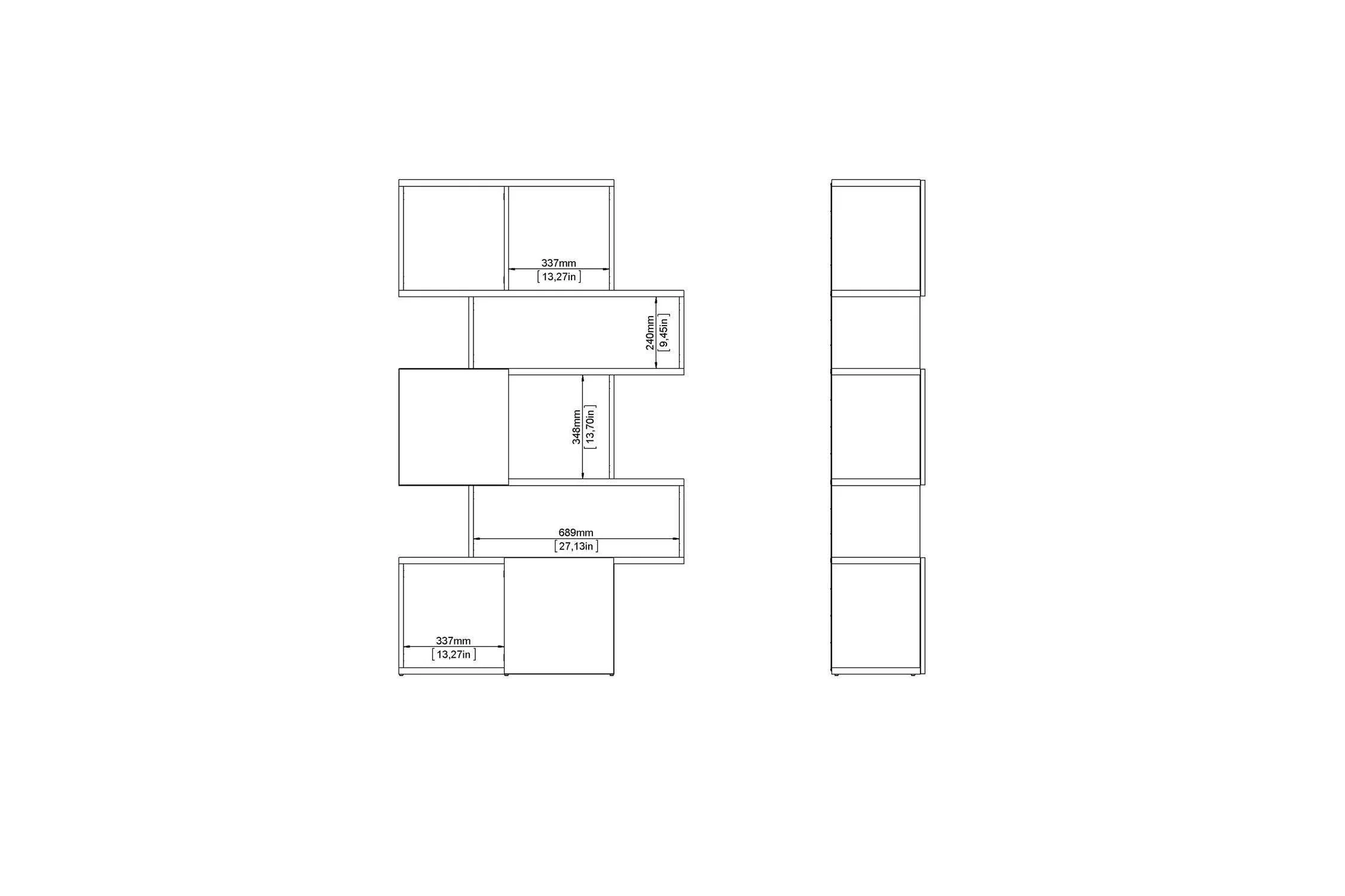 Maze Asymmetrical Bookcase With 3 Doors In Jackson Hickory And Concrete - Image 10