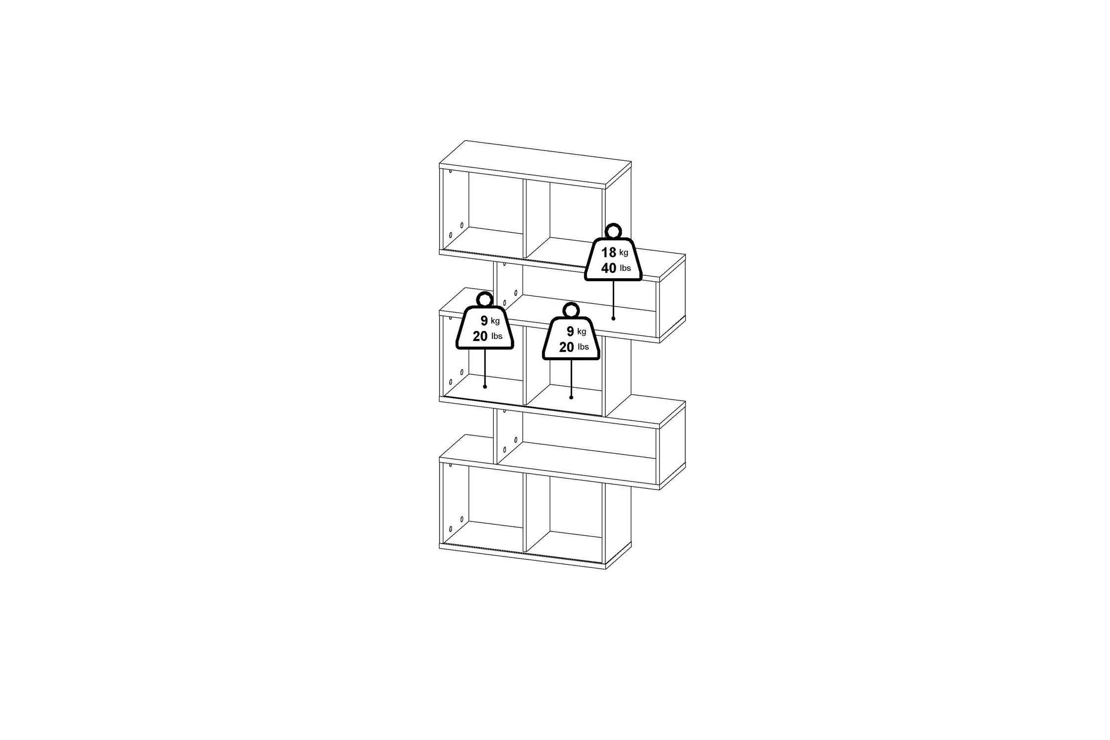 Maze Asymmetrical Bookcase With 3 Doors In Jackson Hickory And Concrete - Image 11