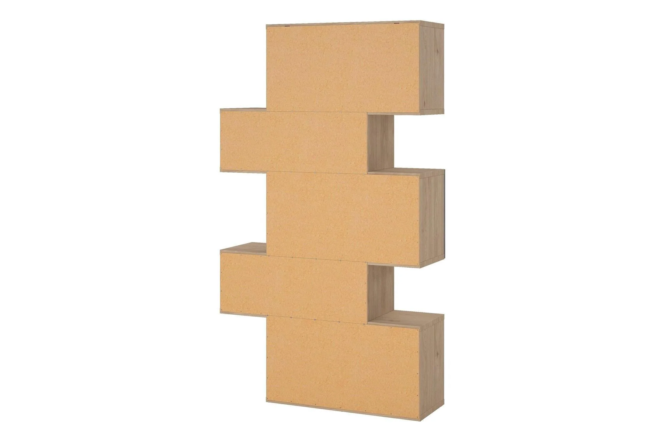 Maze Asymmetrical Bookcase With 3 Doors In Jackson Hickory And Concrete - Image 4