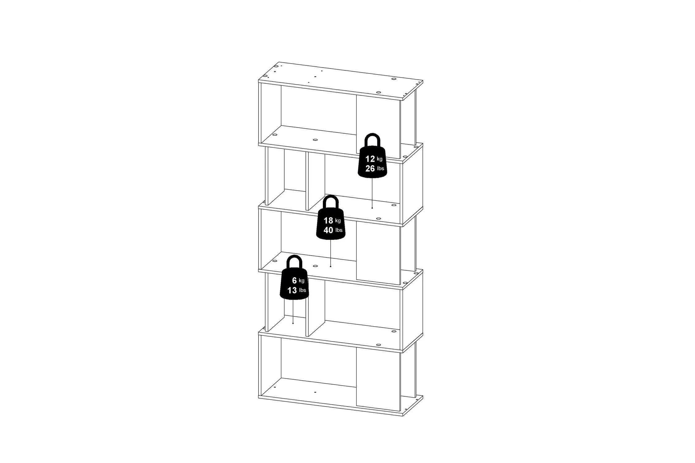 Maze Open Bookcase 4 Shelves In Jackson Hickory Oak And White - Image 10