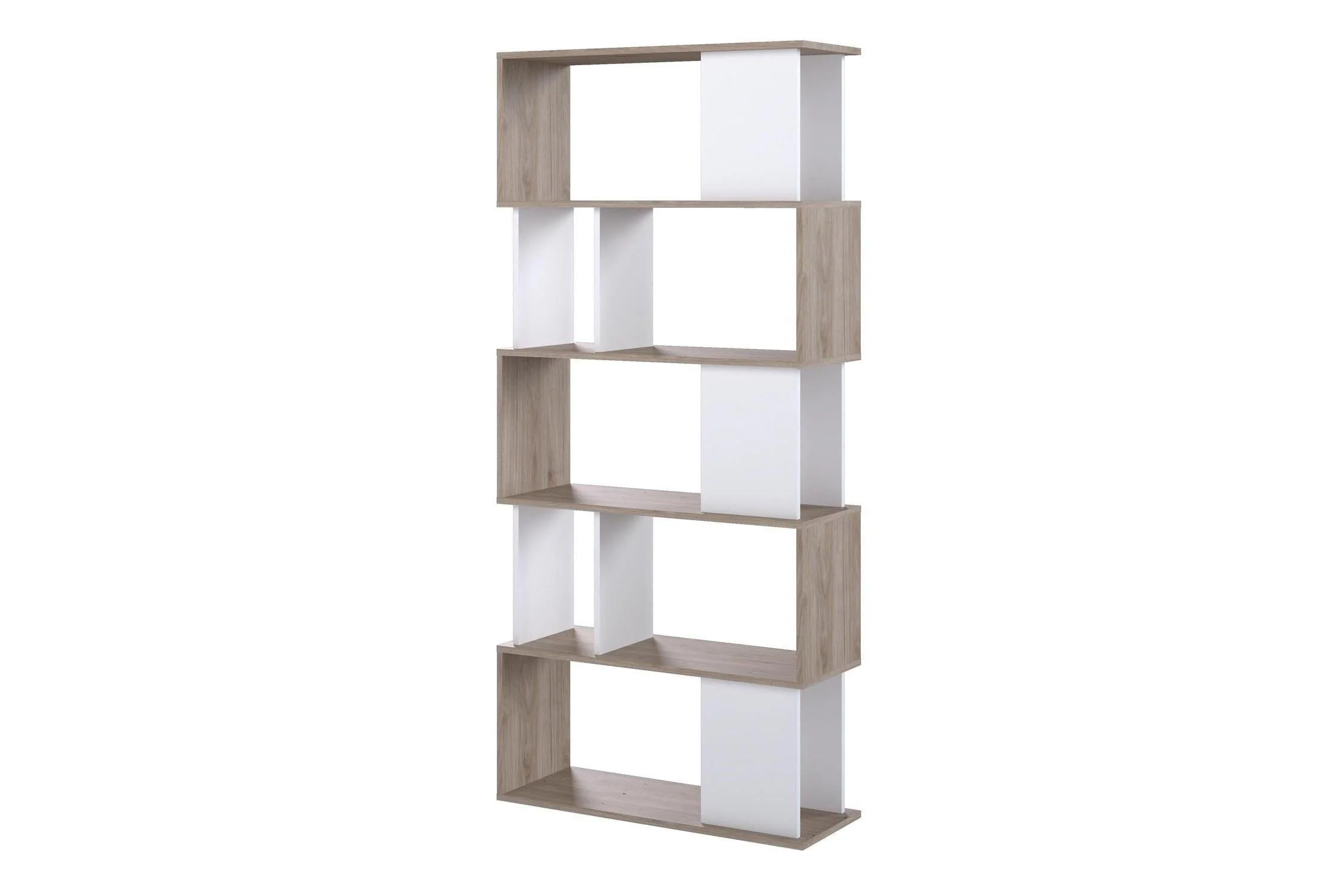 Maze Open Bookcase 4 Shelves In Jackson Hickory Oak And White - Image 3