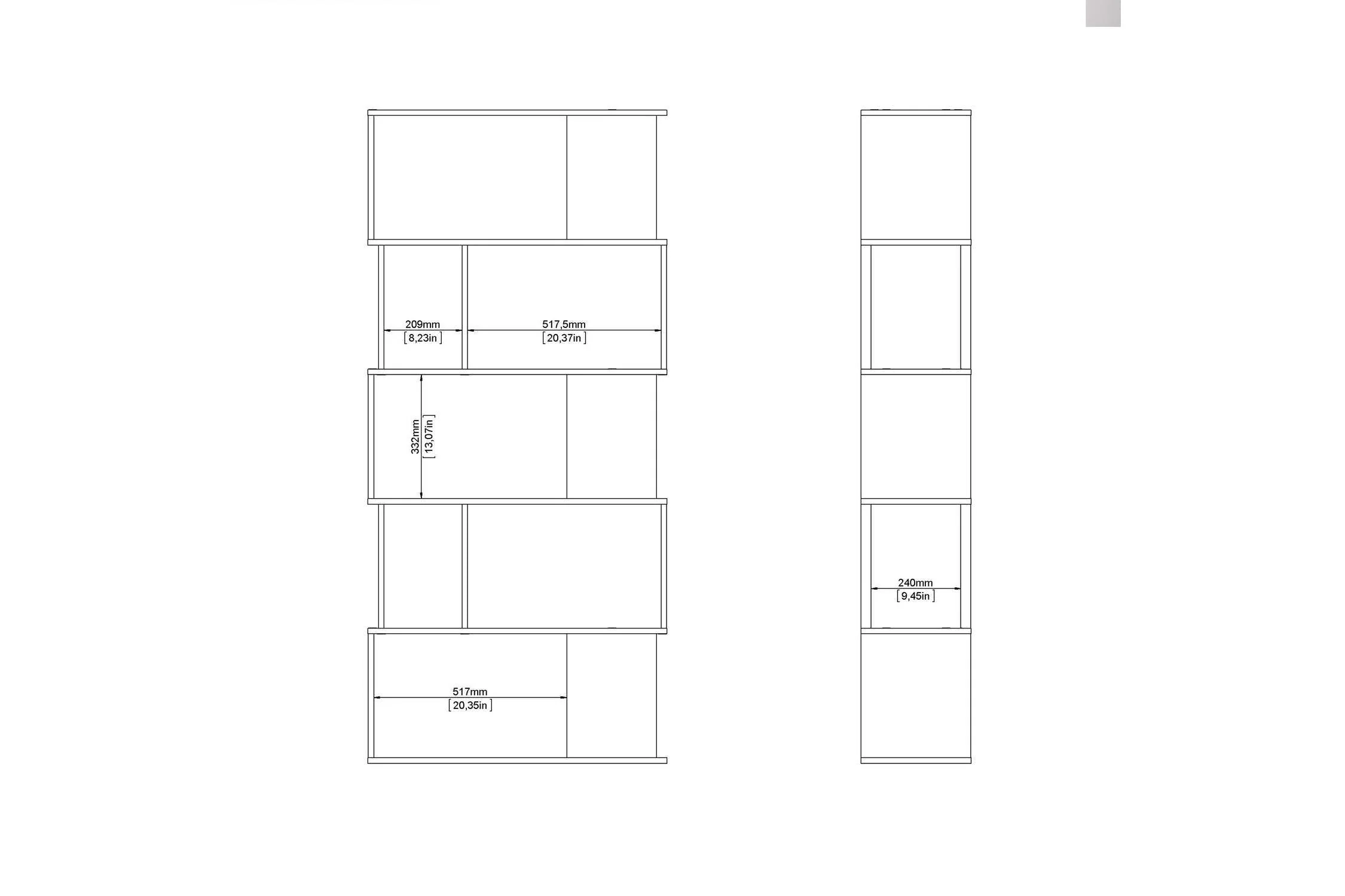 Maze Open Bookcase 4 Shelves In Jackson Hickory Oak And White - Image 9