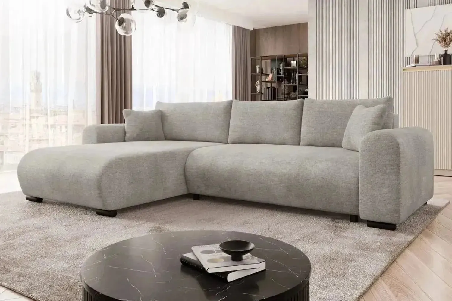 Merkos Corner Sofa Bed With Storage - Image 14