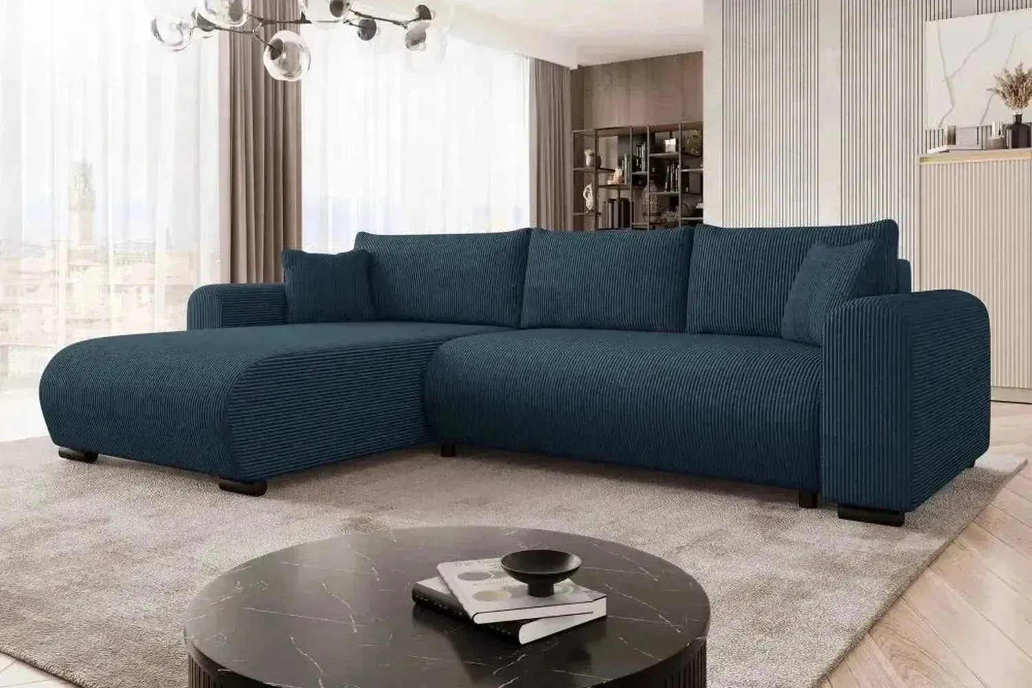 Merkos Corner Sofa Bed With Storage - Image 15
