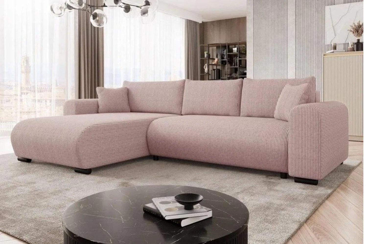Merkos Corner Sofa Bed With Storage - Image 21