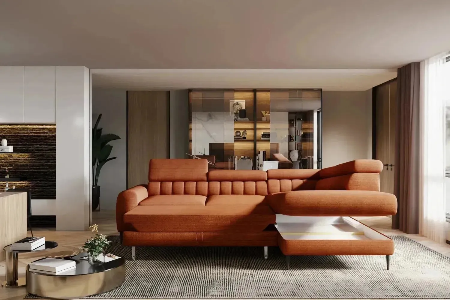 Navas L Corner Sofa Bed With Storage - Image 2