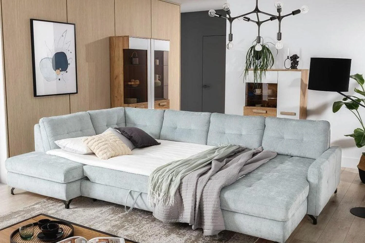 Nawe U Shape Corner Sofa Bed With Storage - Image 3