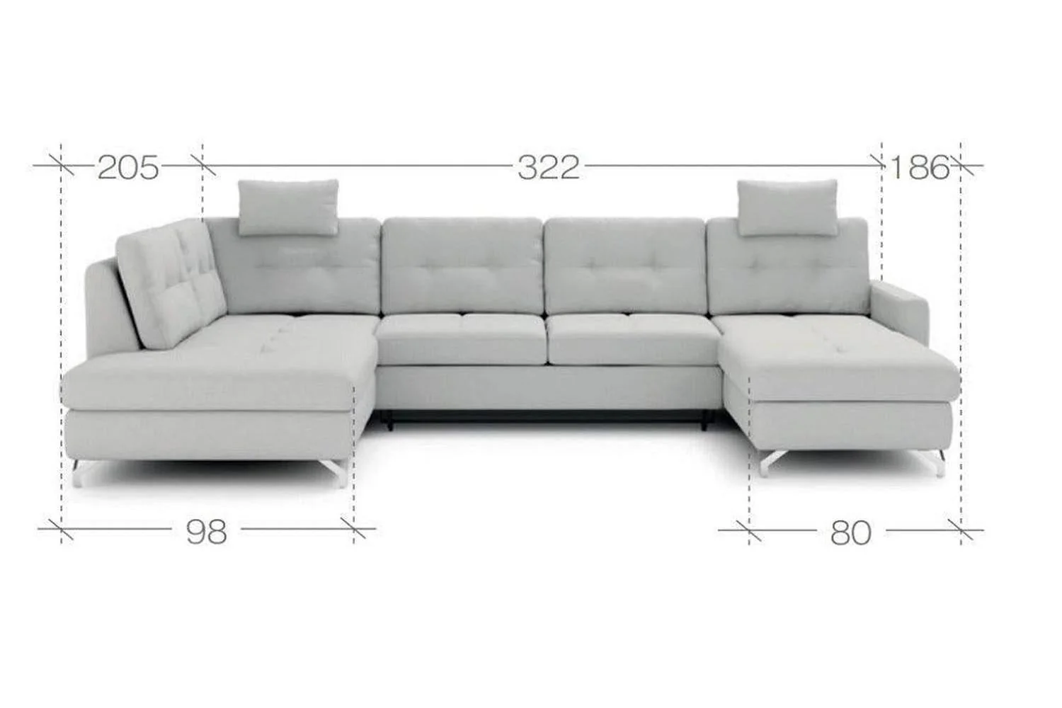 Nawe U Shape Corner Sofa Bed With Storage - Image 7