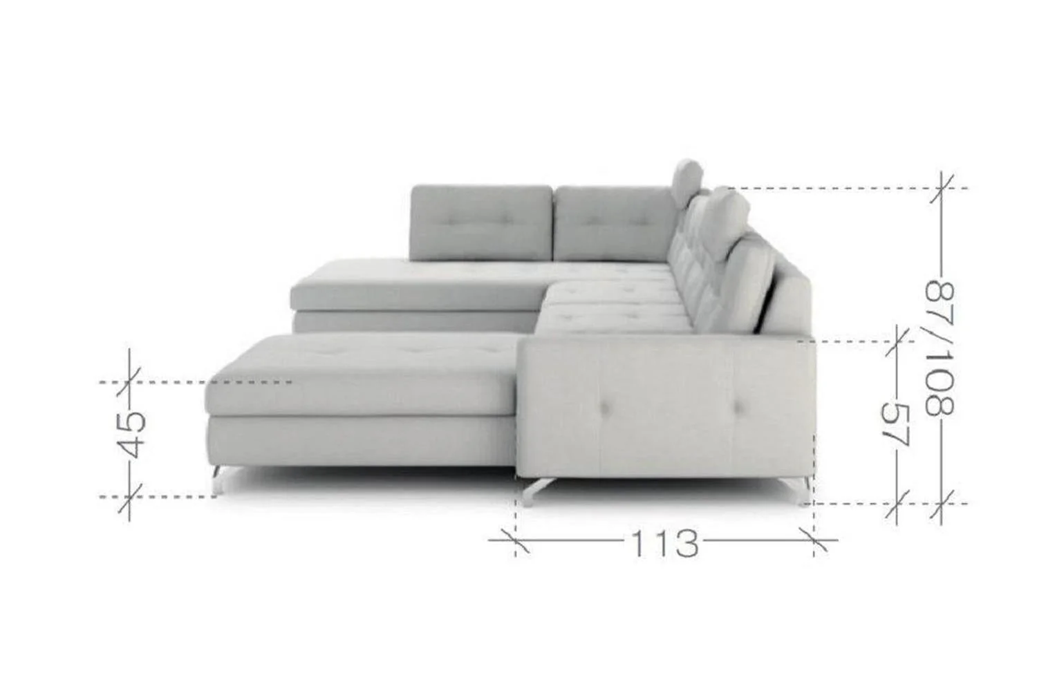 Nawe U Shape Corner Sofa Bed With Storage - Image 8