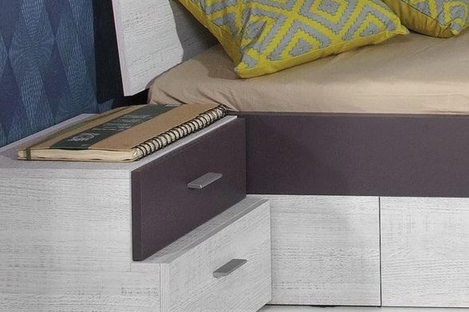 Next Express Delivery Bedside Table White Pine/ Violet - Image 3