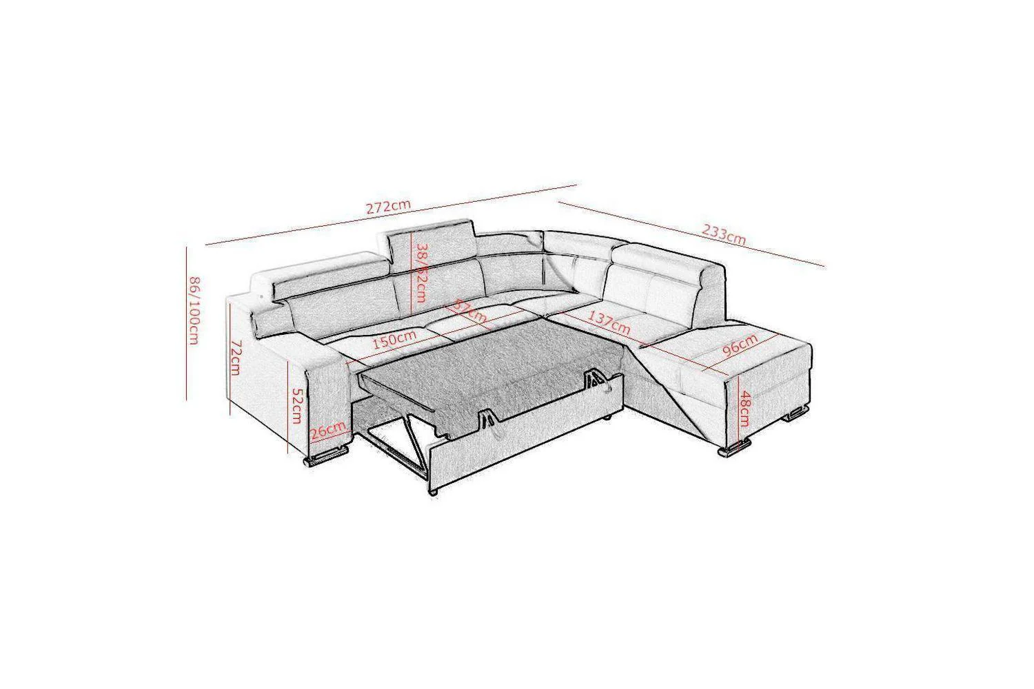 Oscar Ii Corner Sofa Bed With Storage - Image 3