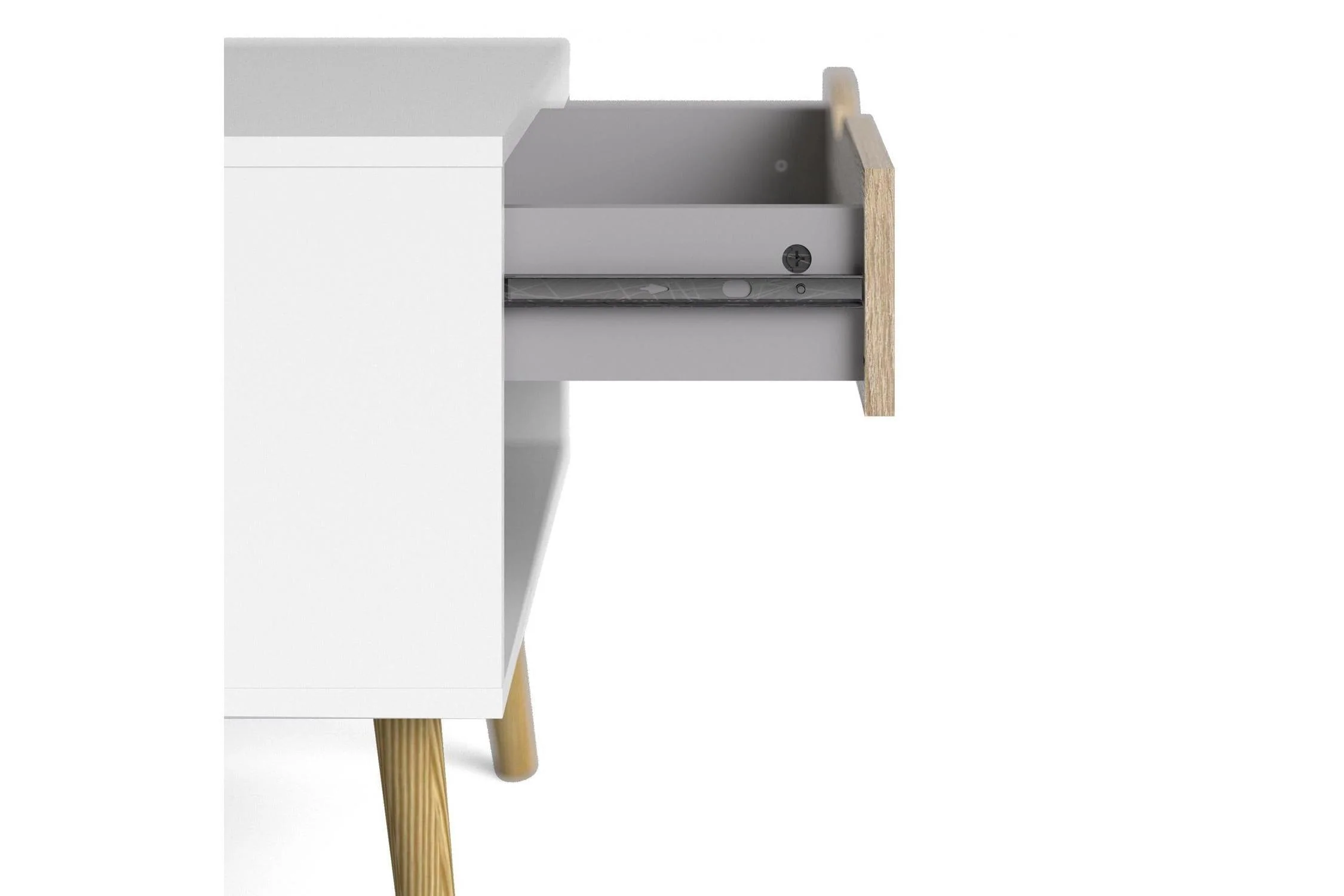 Oslo Bedside 1 Drawer In White And Oak - Image 10
