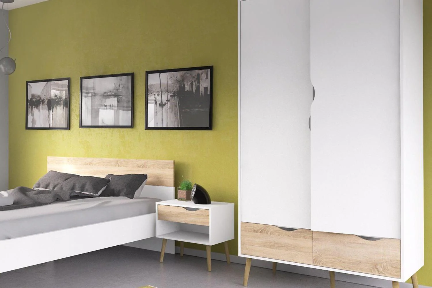 Oslo Bedside 1 Drawer In White And Oak - Image 8