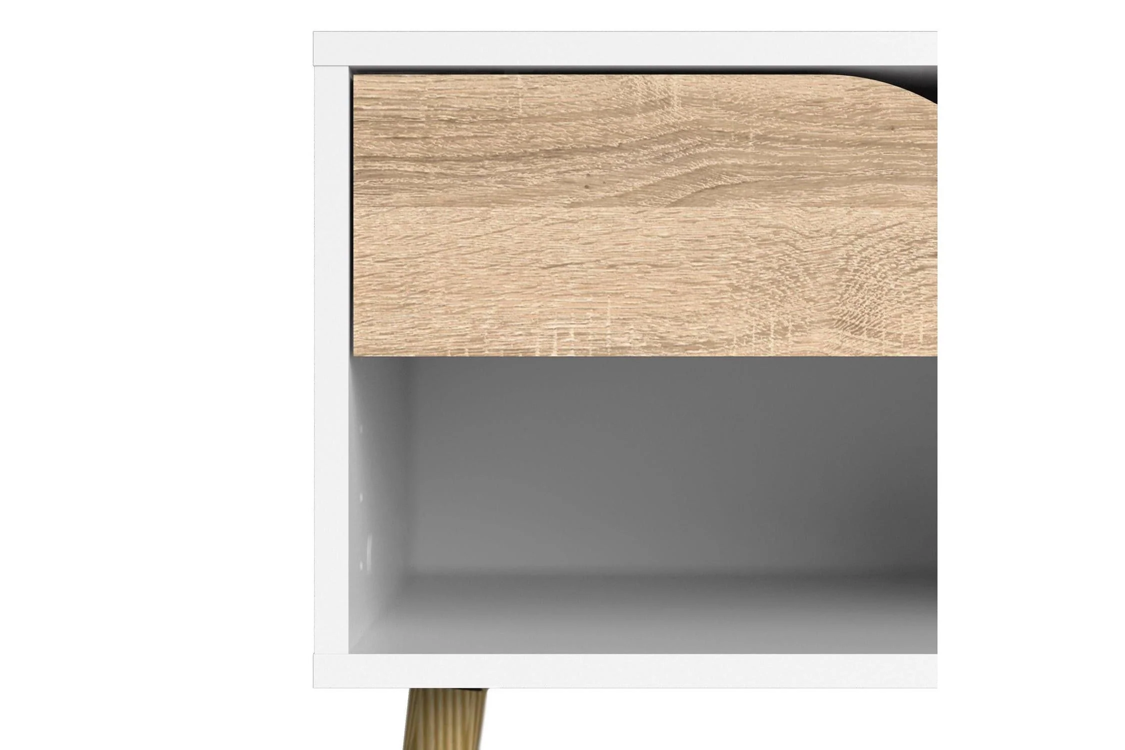 Oslo Bedside 1 Drawer In White And Oak - Image 9