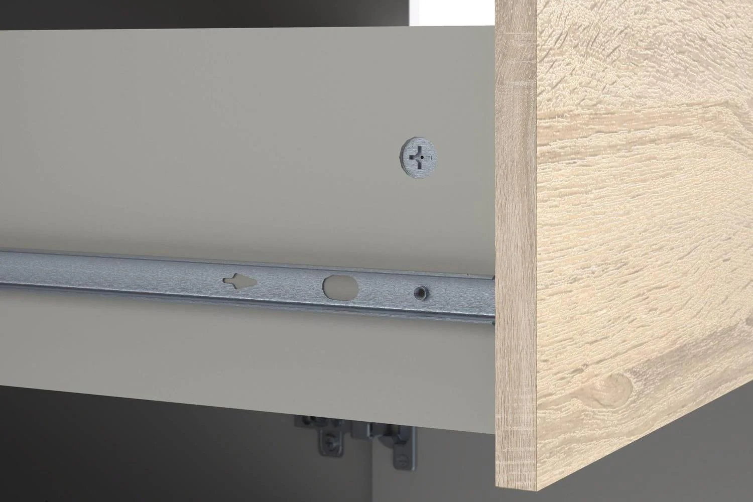 Oslo Bookcase with 2 Drawers and 1 Door White and Oak - Image 9