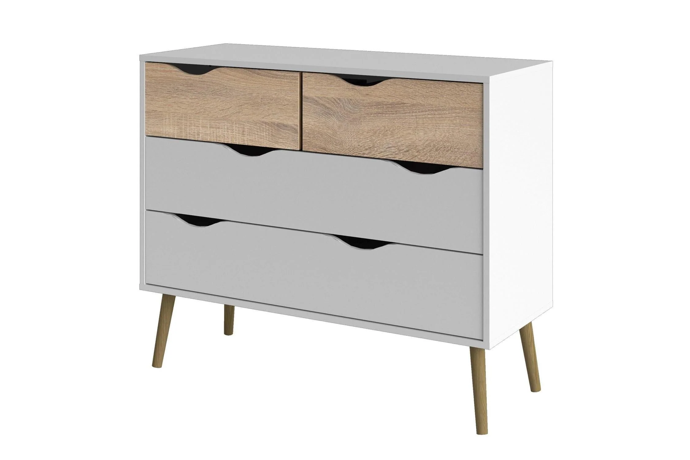 Oslo Chest Of 4 Drawers In White And Oak - Image 3