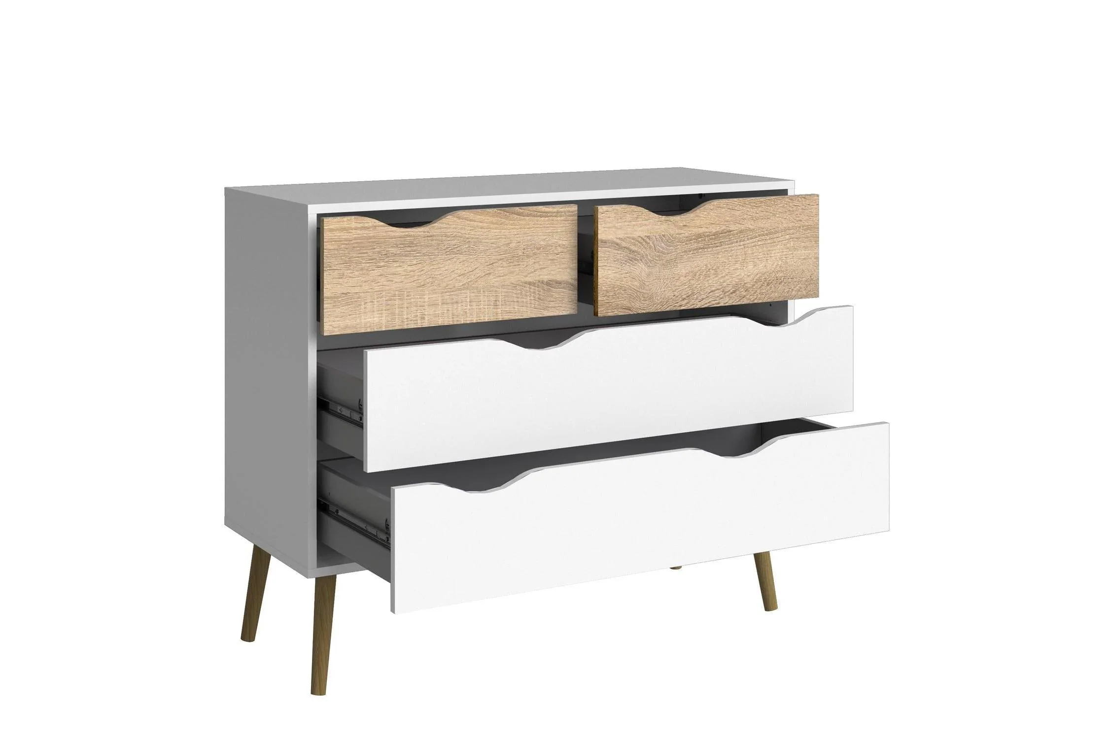 Oslo Chest Of 4 Drawers In White And Oak - Image 4