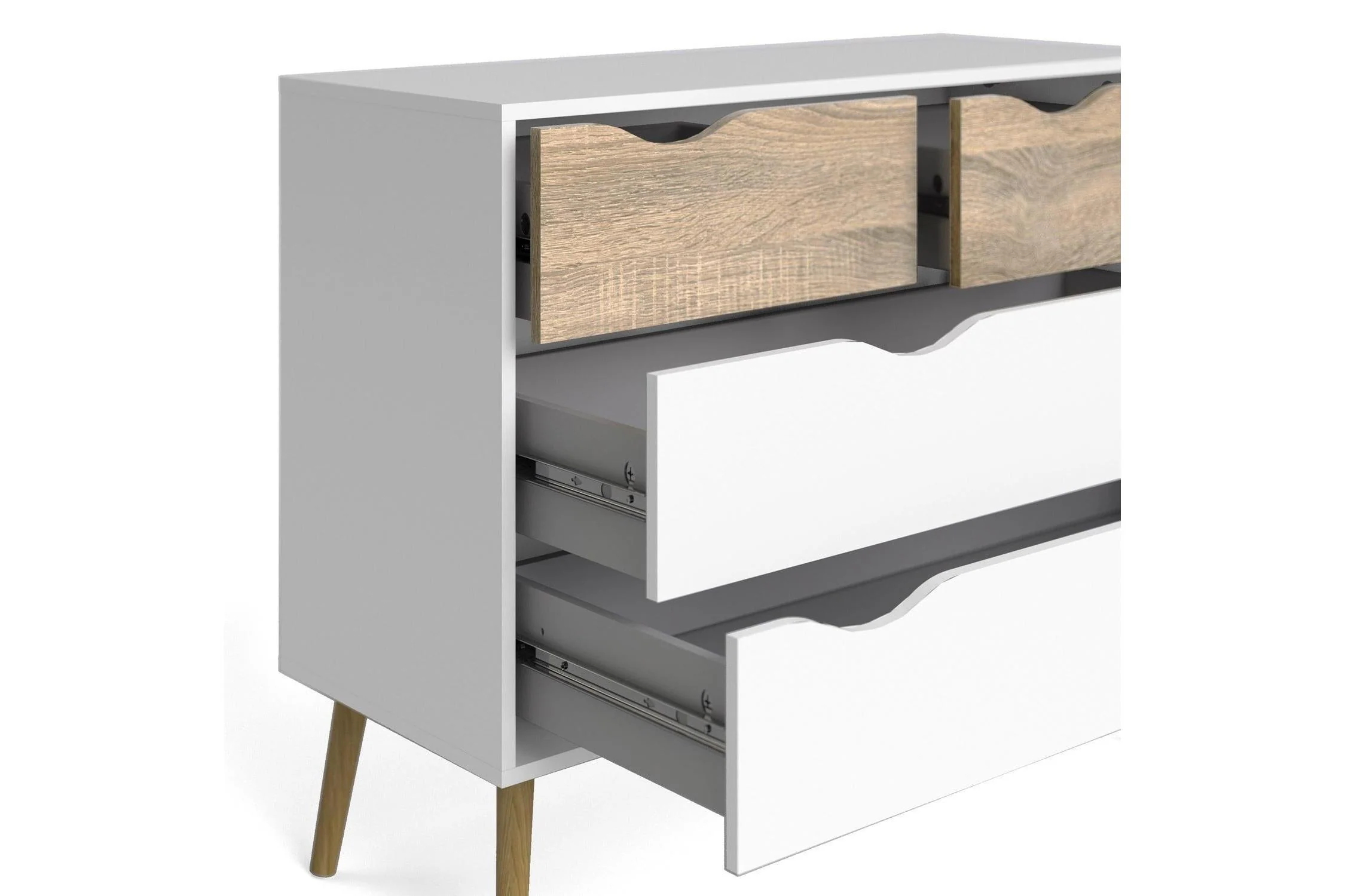 Oslo Chest Of 4 Drawers In White And Oak - Image 7