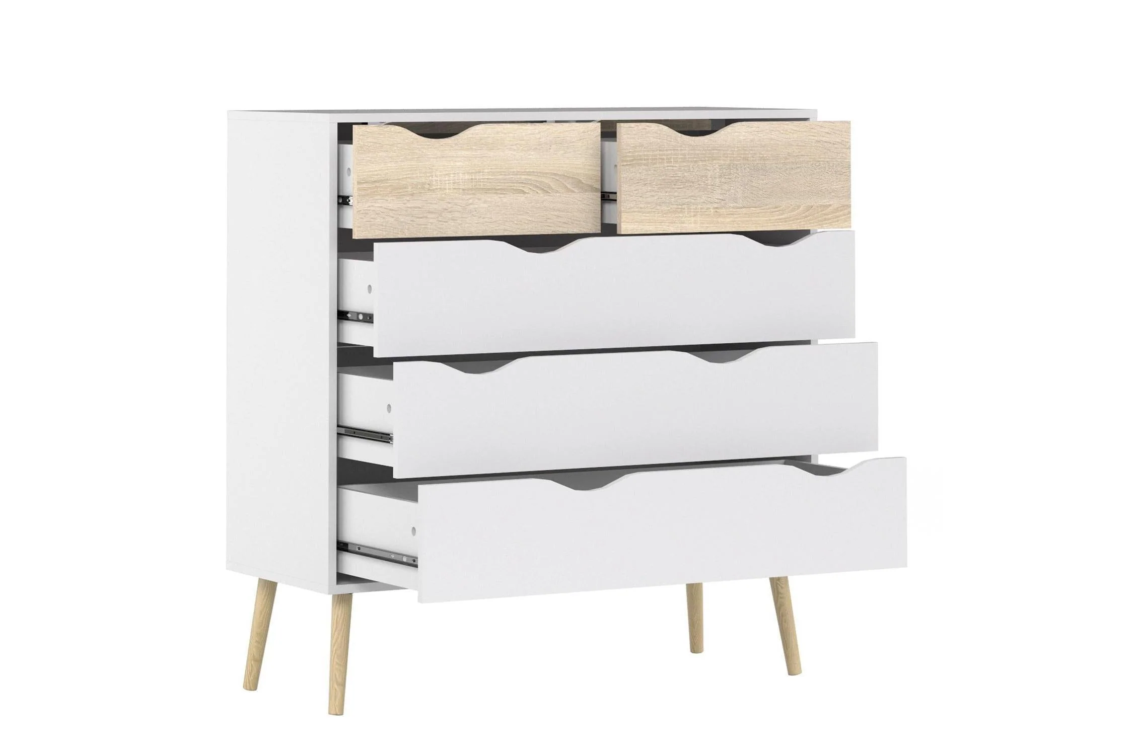 Oslo Chest Of 5 Drawers In White And Oak - Image 3