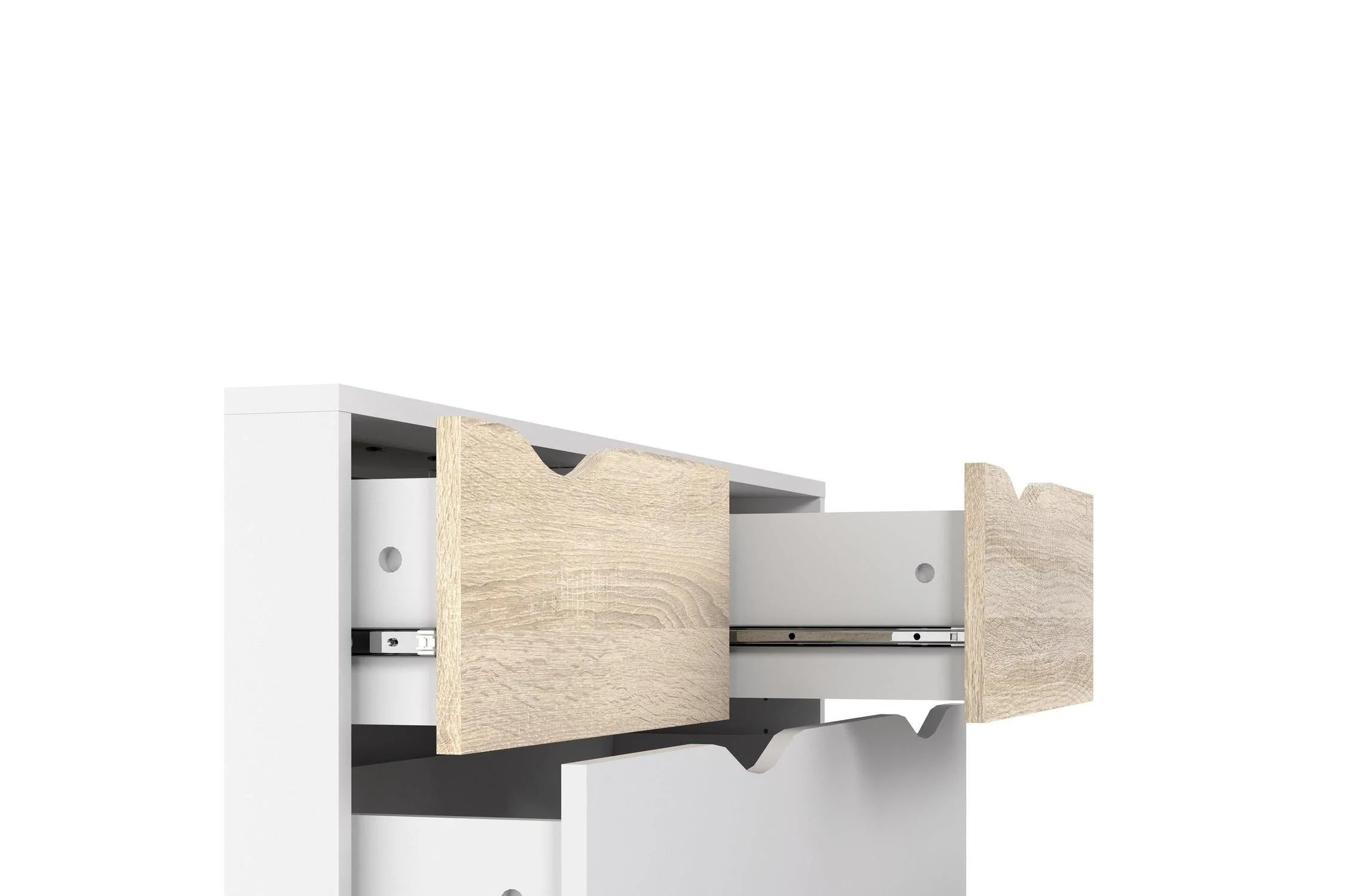 Oslo Chest Of 5 Drawers In White And Oak - Image 5