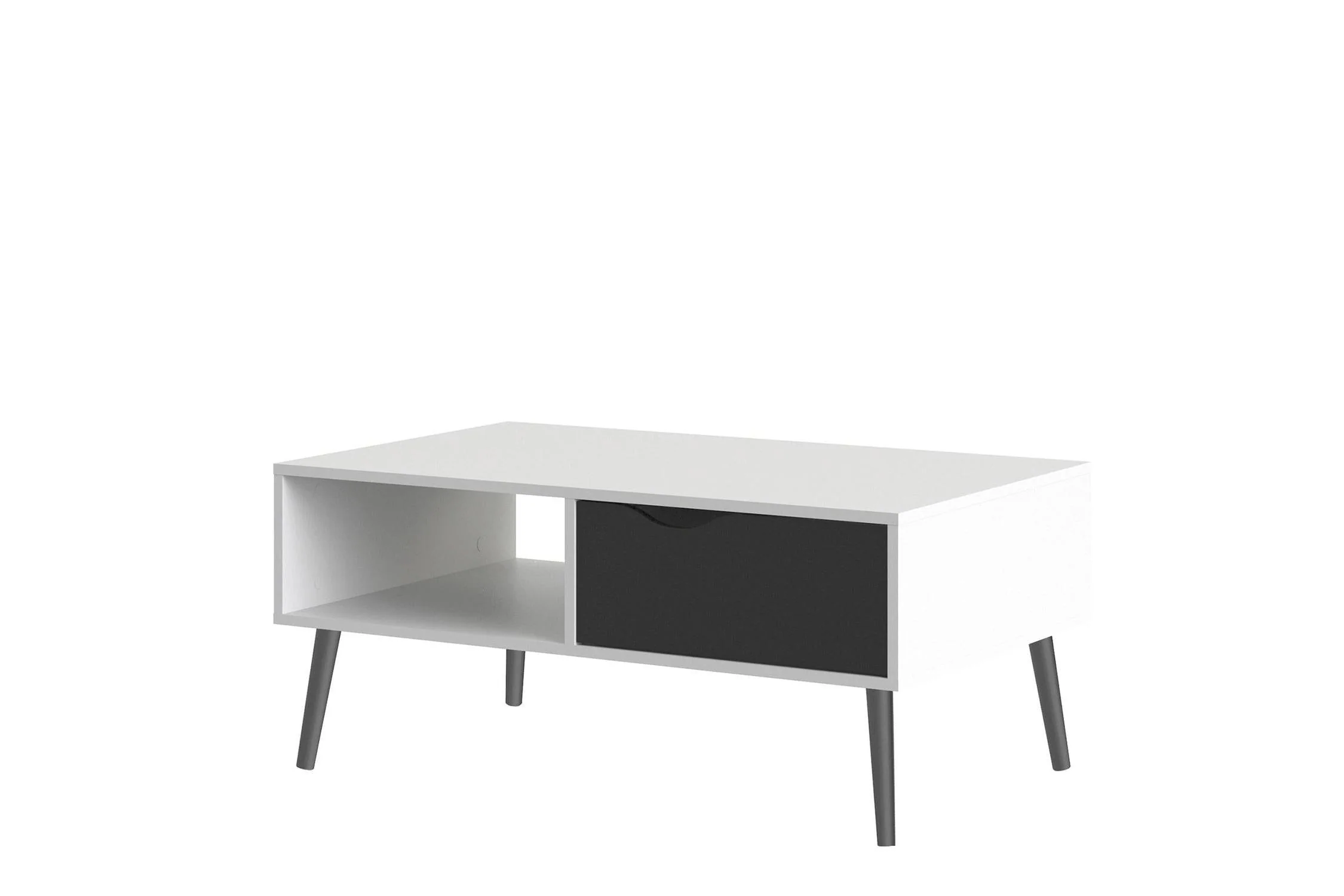 Oslo Coffee Table 1 Drawer 1 Shelf In White And Black Matt - Image 3