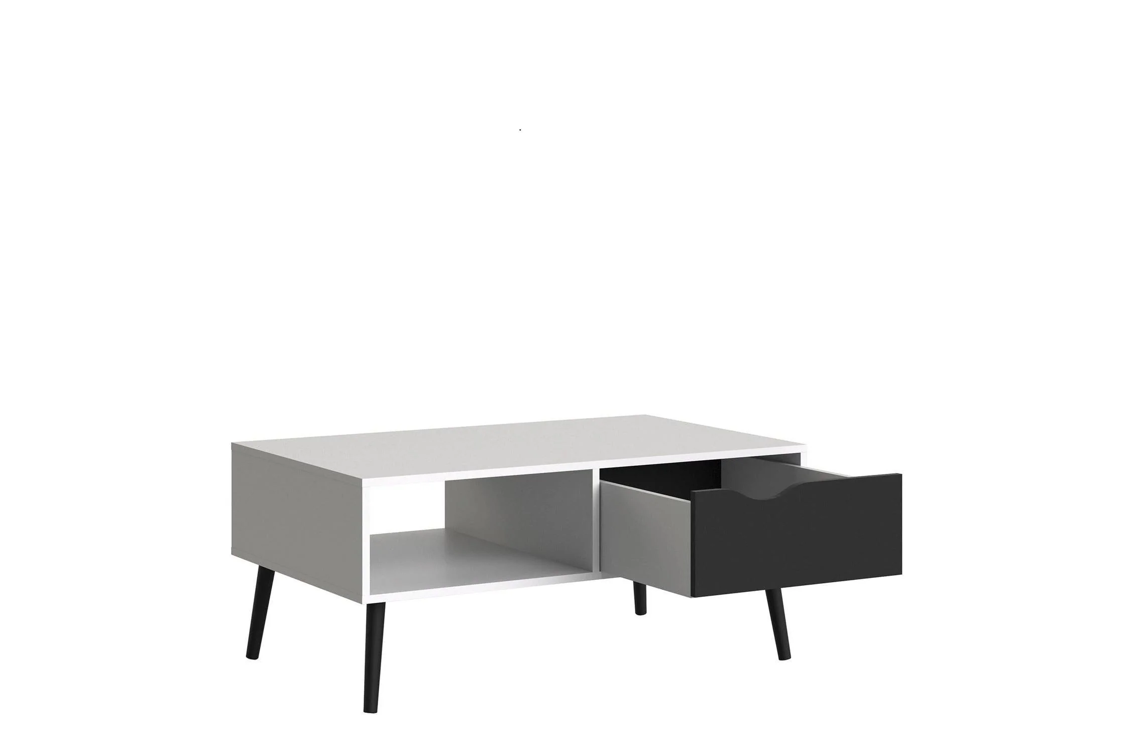Oslo Coffee Table 1 Drawer 1 Shelf In White And Black Matt - Image 4