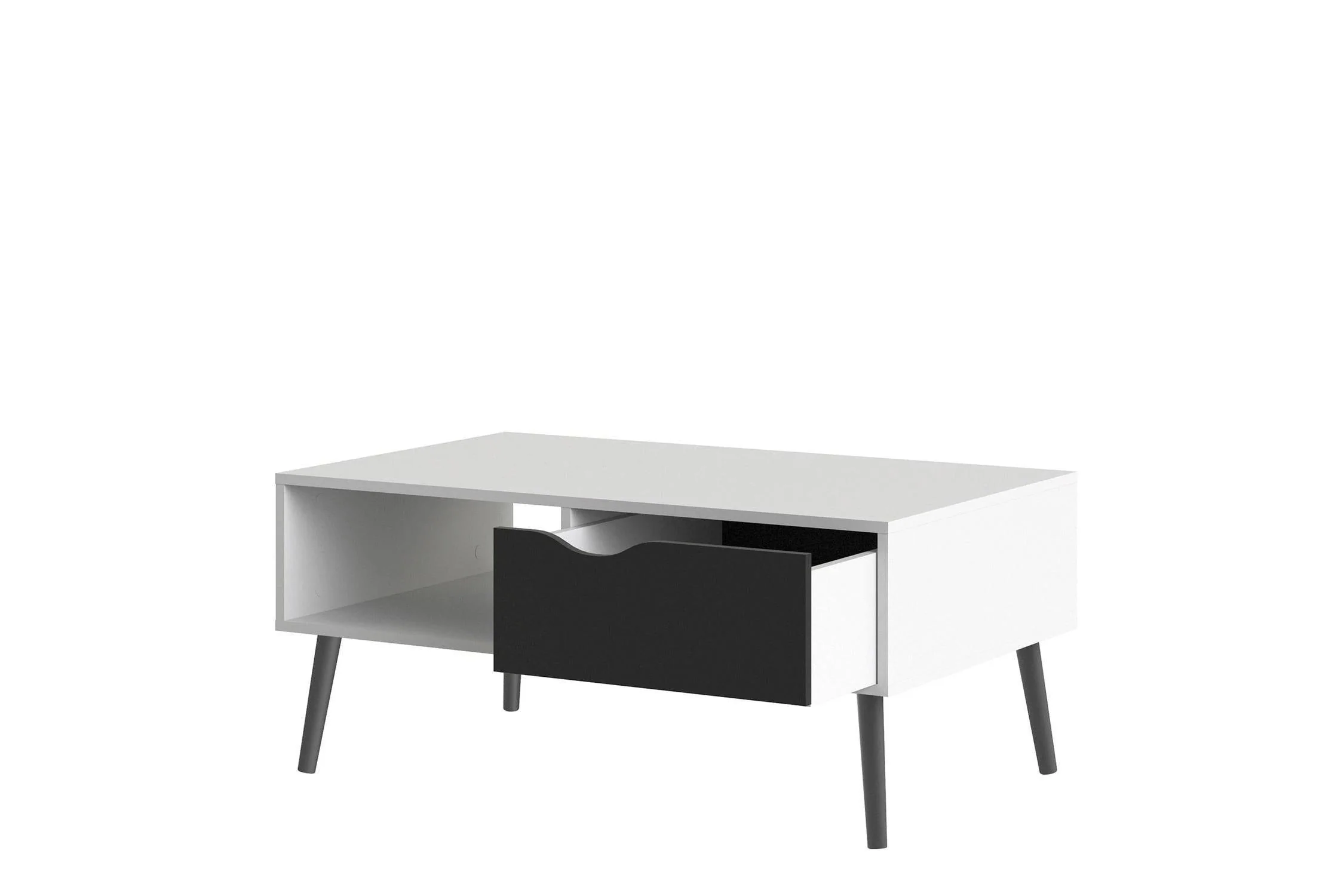 Oslo Coffee Table 1 Drawer 1 Shelf In White And Black Matt - Image 5