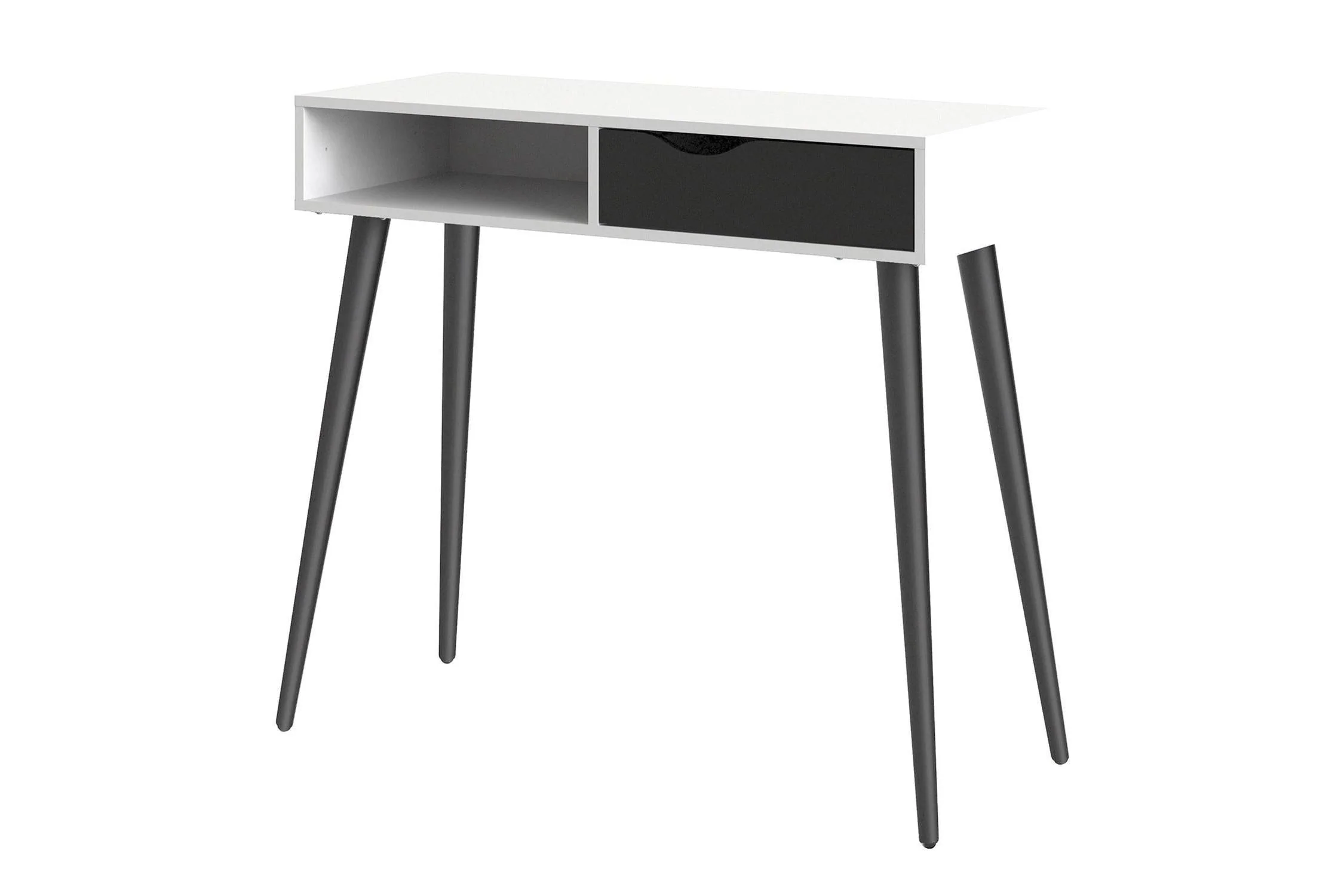 Oslo Console Table 1 Drawer 1 Shelf In White And Black Matt - Image 3