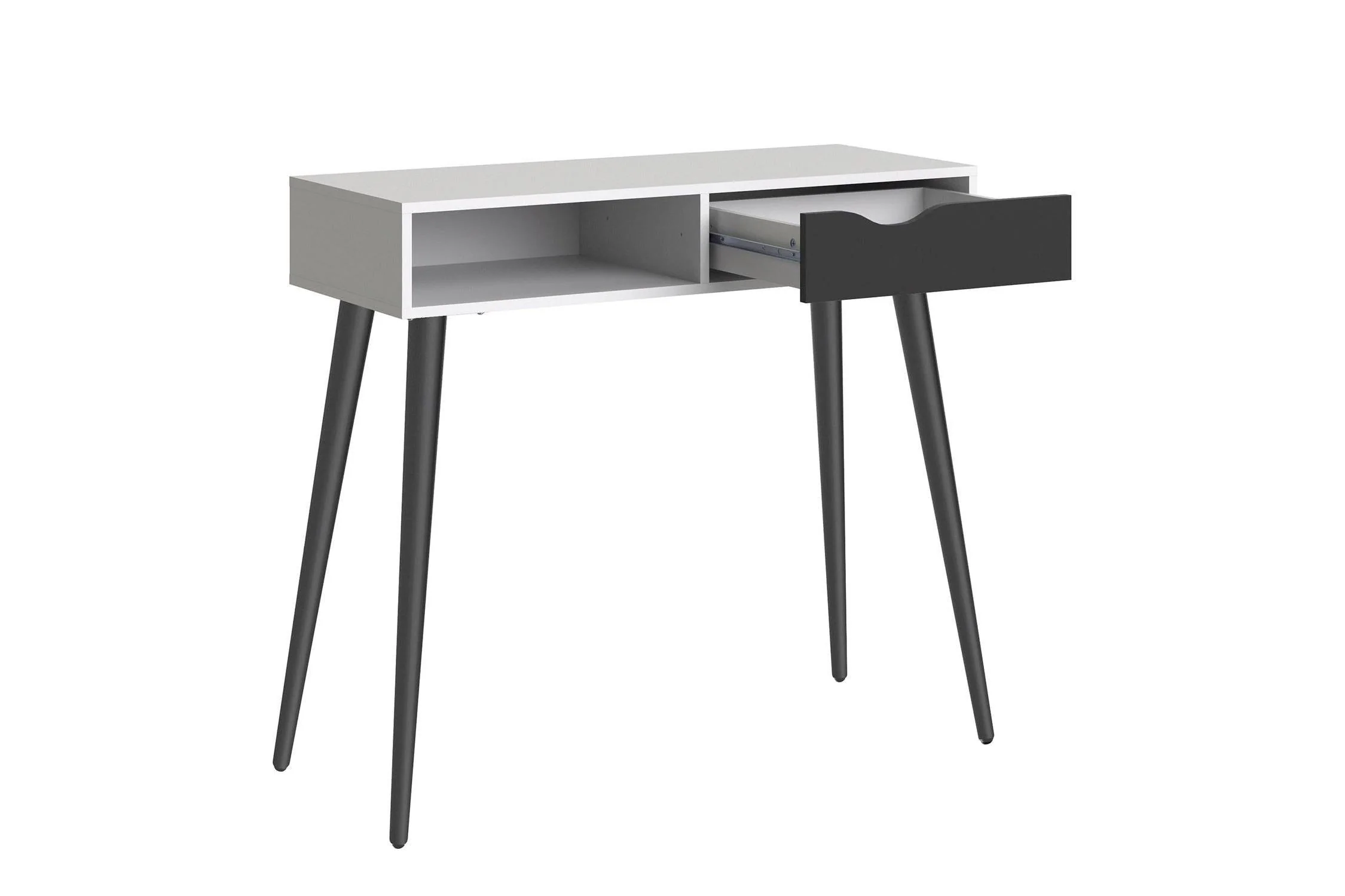 Oslo Console Table 1 Drawer 1 Shelf In White And Black Matt - Image 4