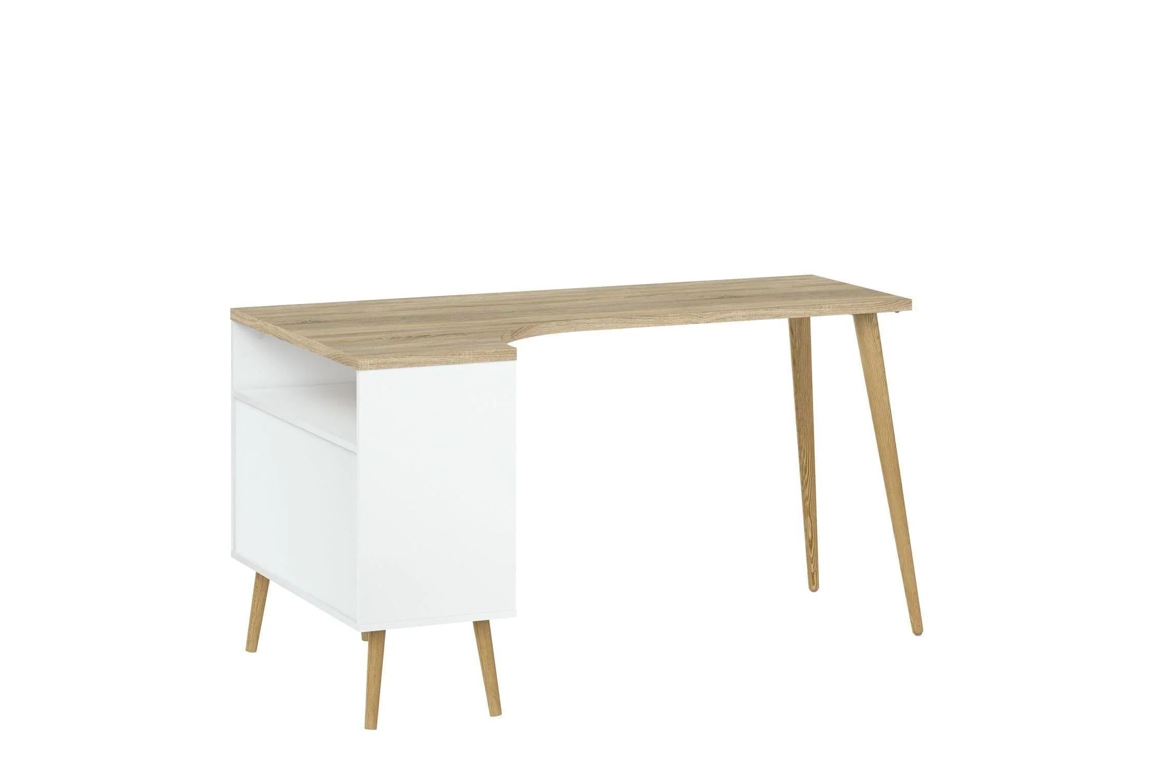 Oslo Desk 2 Drawer In White And Oak - Image 3