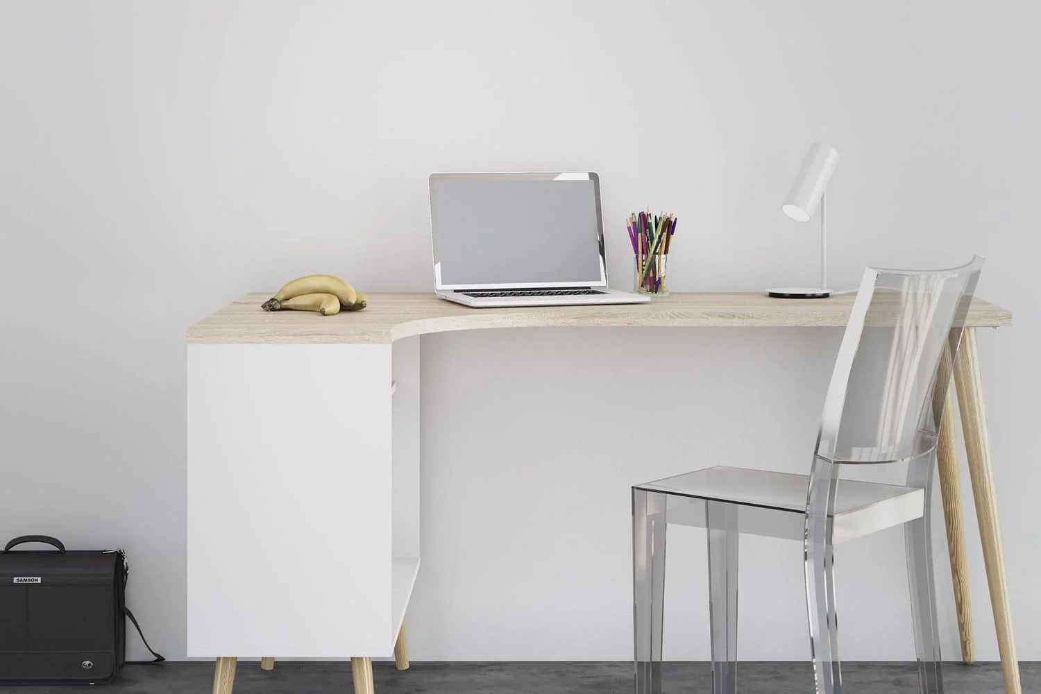 Oslo Desk 2 Drawer In White And Oak - Image 7