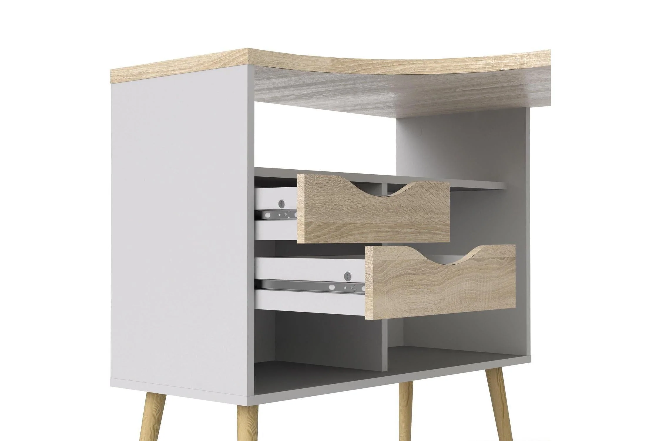 Oslo Desk 2 Drawer In White And Oak - Image 9