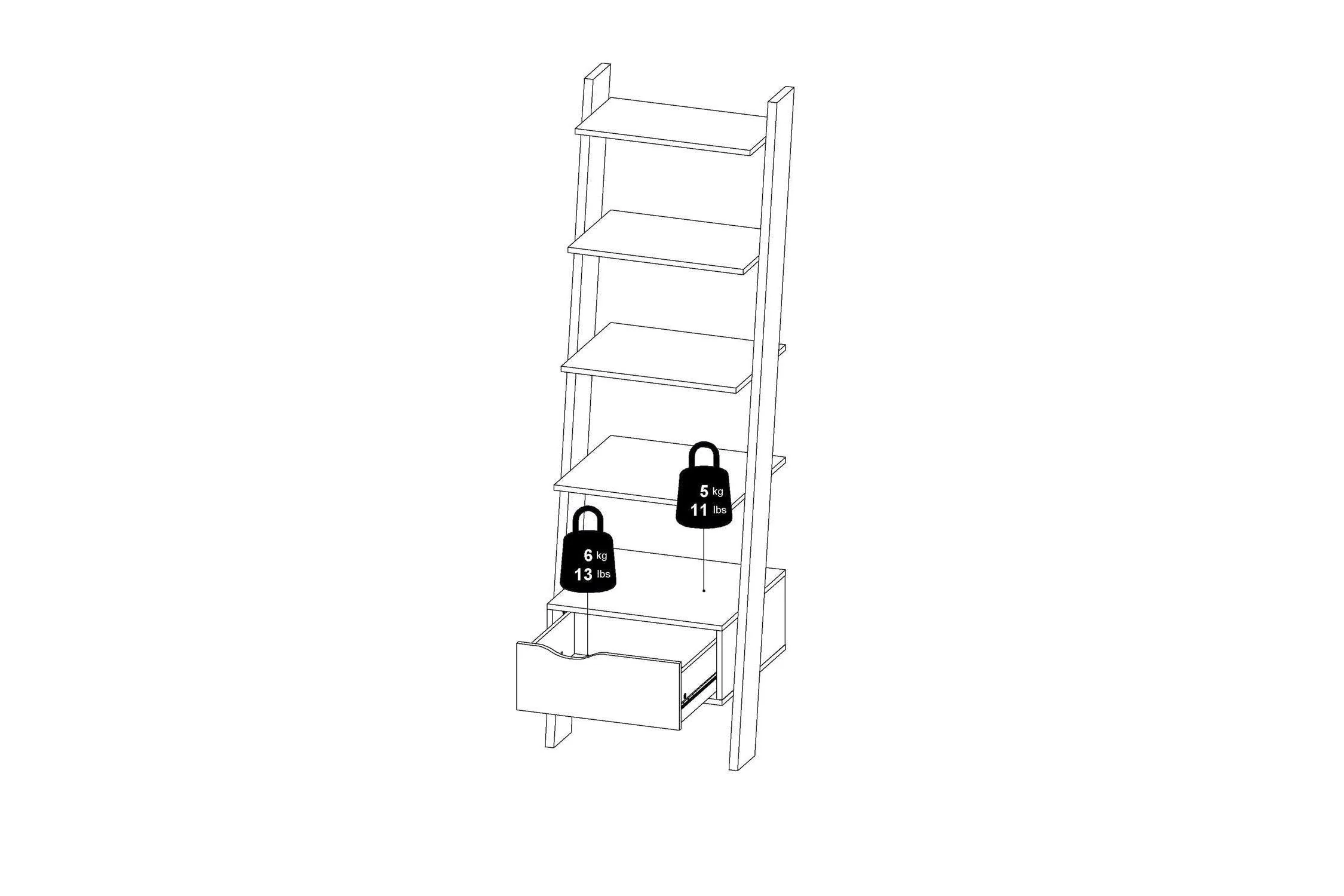 Oslo Leaning Bookcase 1 Drawer In White And Oak - Image 13