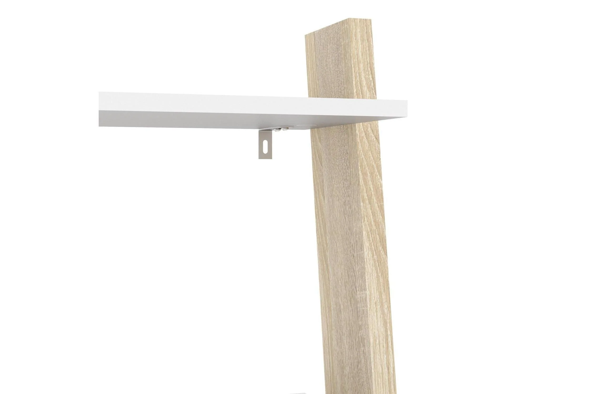 Oslo Leaning Bookcase 1 Drawer In White And Oak - Image 9
