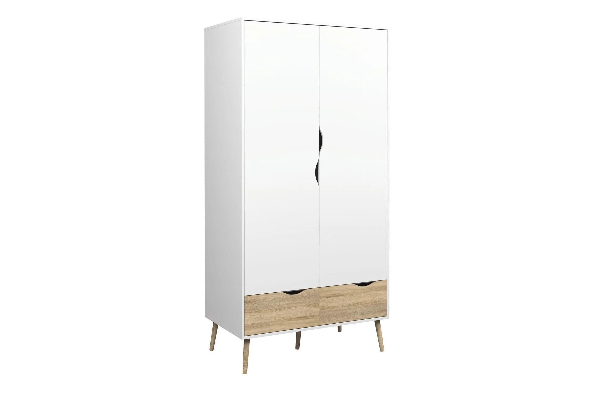 Oslo Wardrobe 2 Doors 2 Drawers In White And Oak