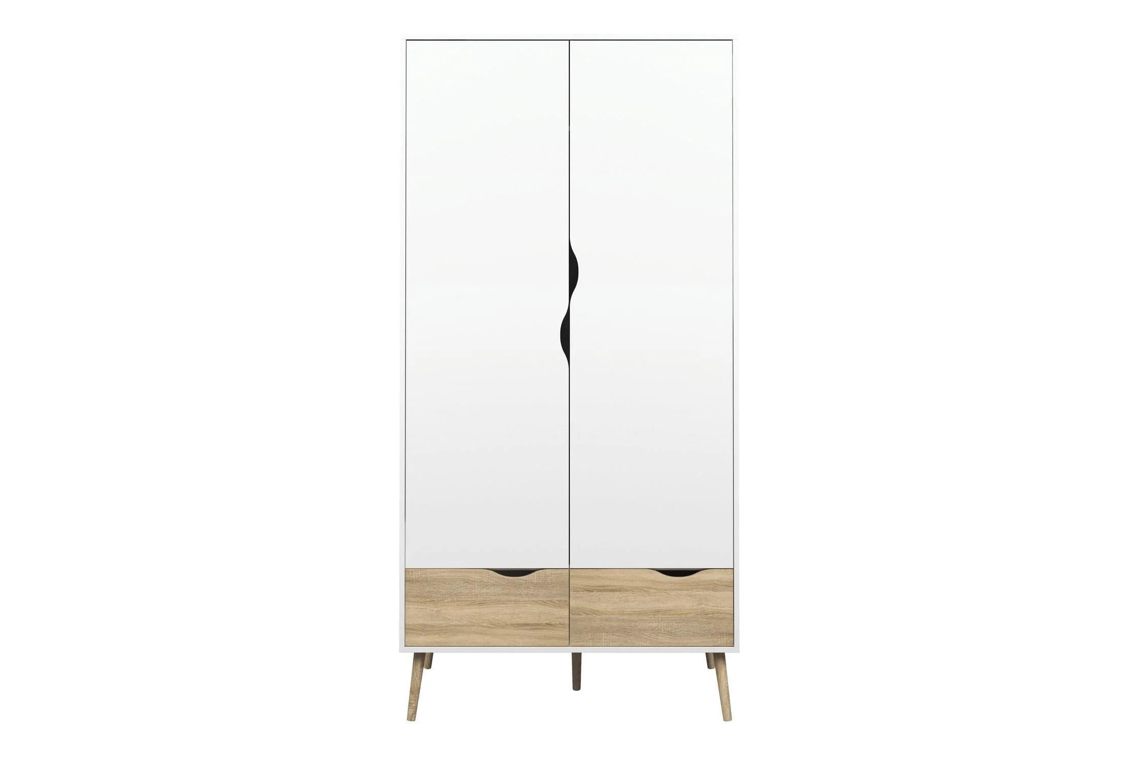 Oslo Wardrobe 2 Doors 2 Drawers In White And Oak - Image 2