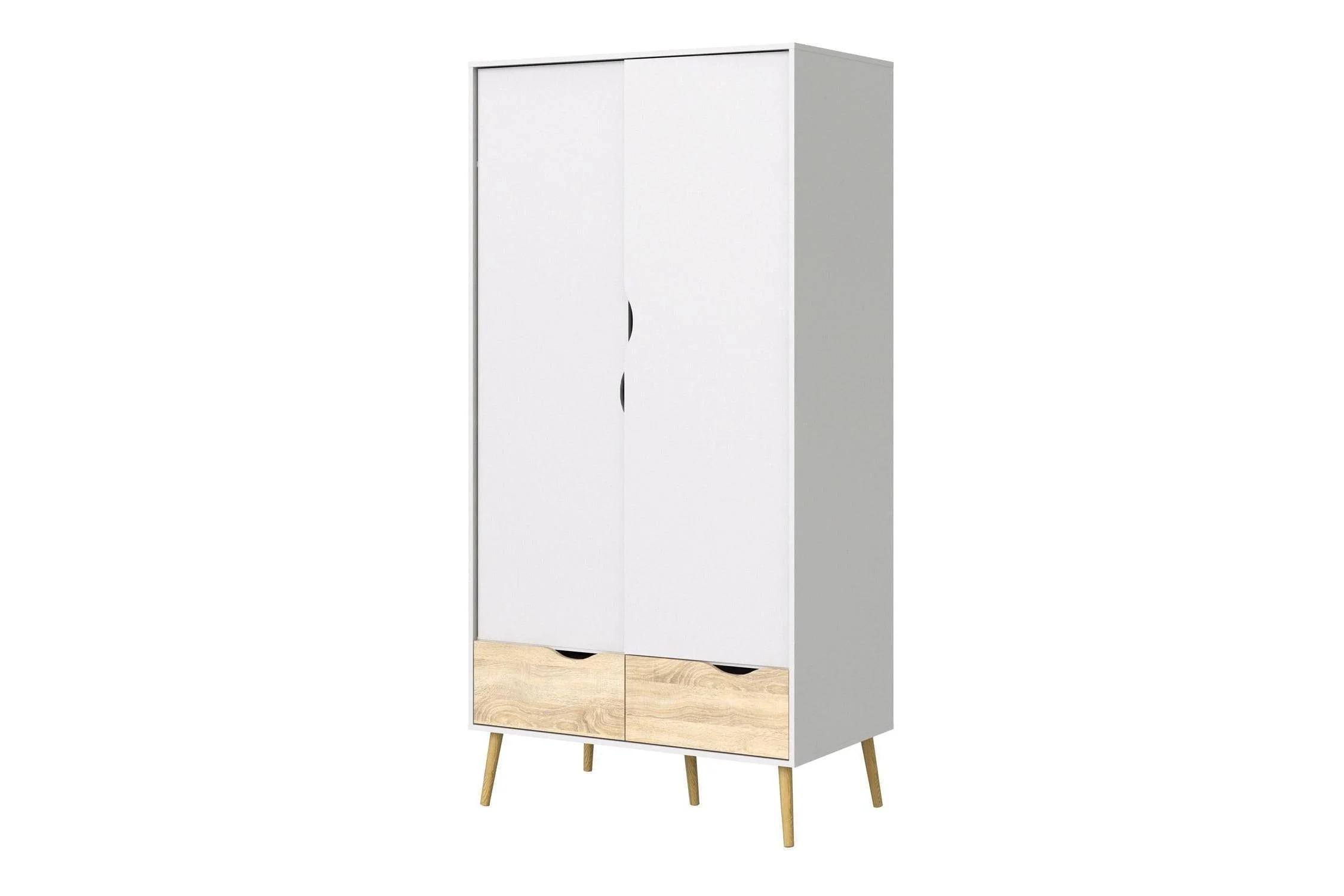 Oslo Wardrobe 2 Doors 2 Drawers In White And Oak - Image 3