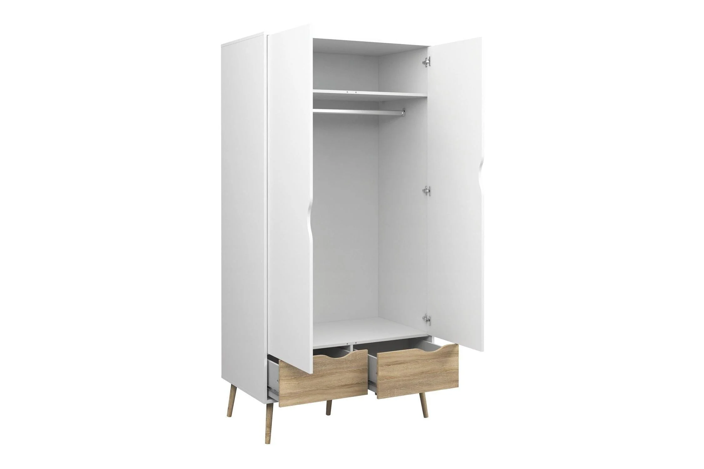 Oslo Wardrobe 2 Doors 2 Drawers In White And Oak - Image 4