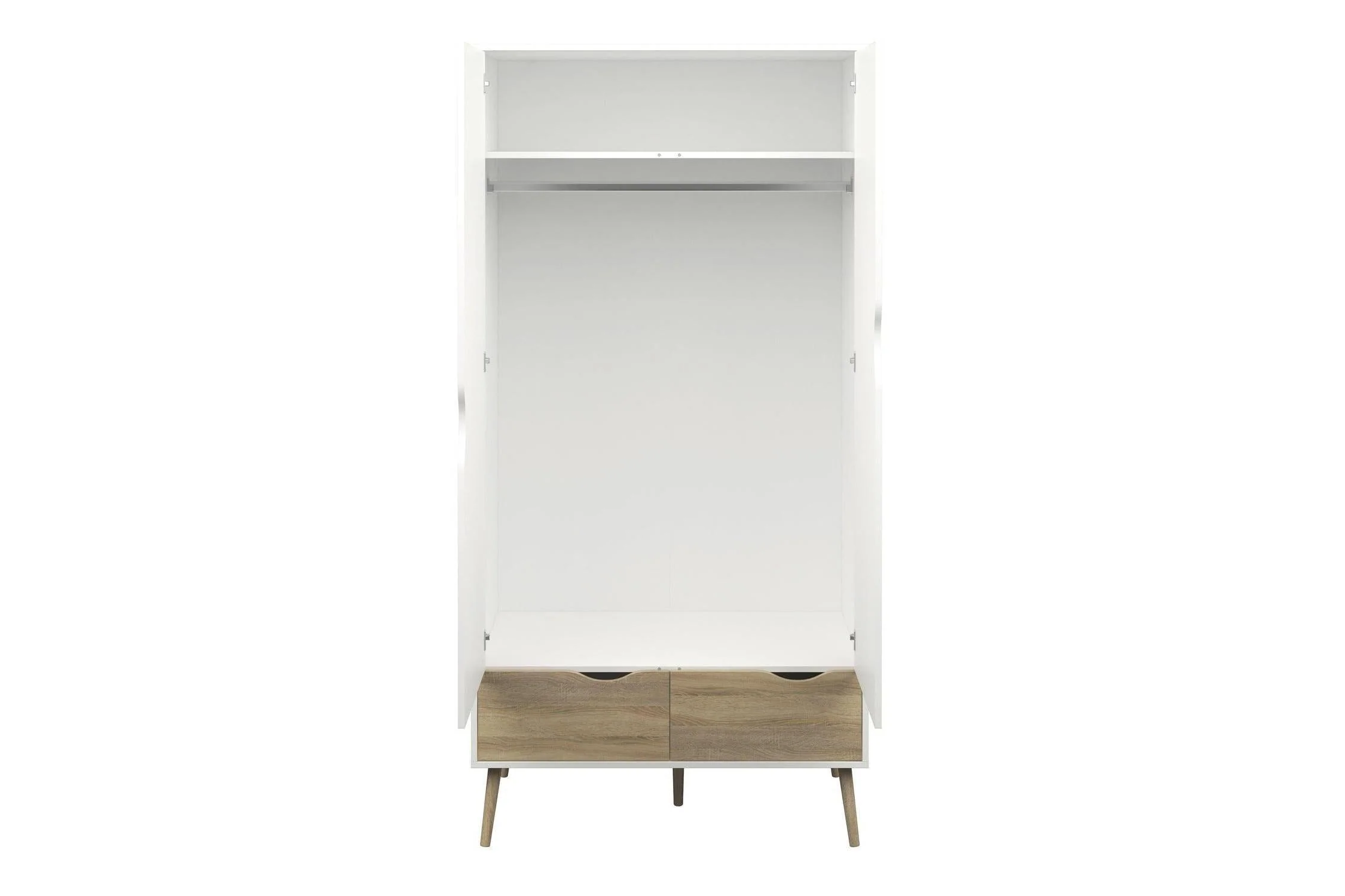 Oslo Wardrobe 2 Doors 2 Drawers In White And Oak - Image 5