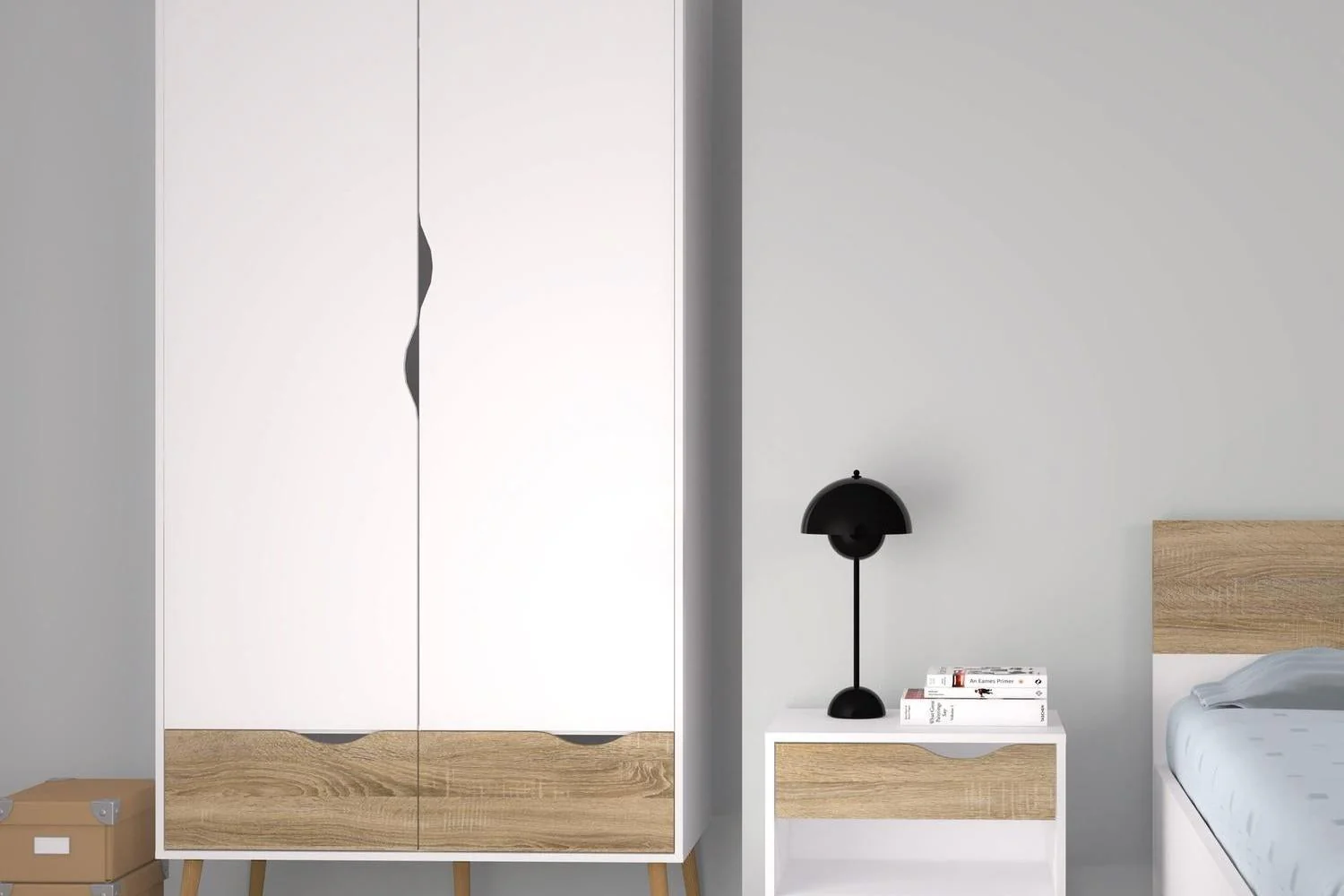 Oslo Wardrobe 2 Doors 2 Drawers In White And Oak - Image 7
