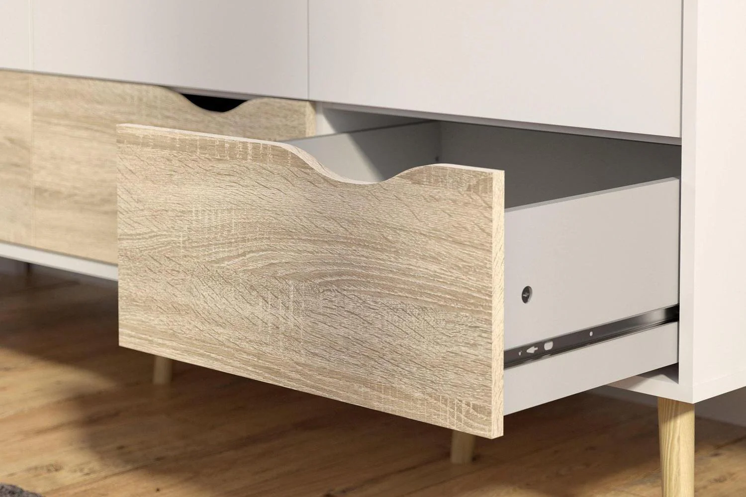 Oslo Wardrobe 3 Doors 3 Drawers In White And Oak - Image 10