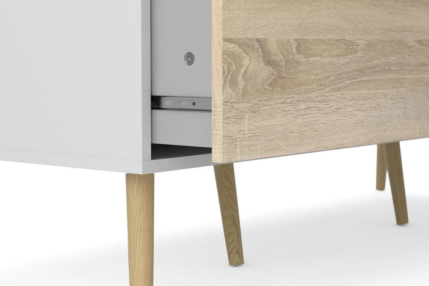 Oslo Wardrobe 3 Doors 3 Drawers In White And Oak - Image 8