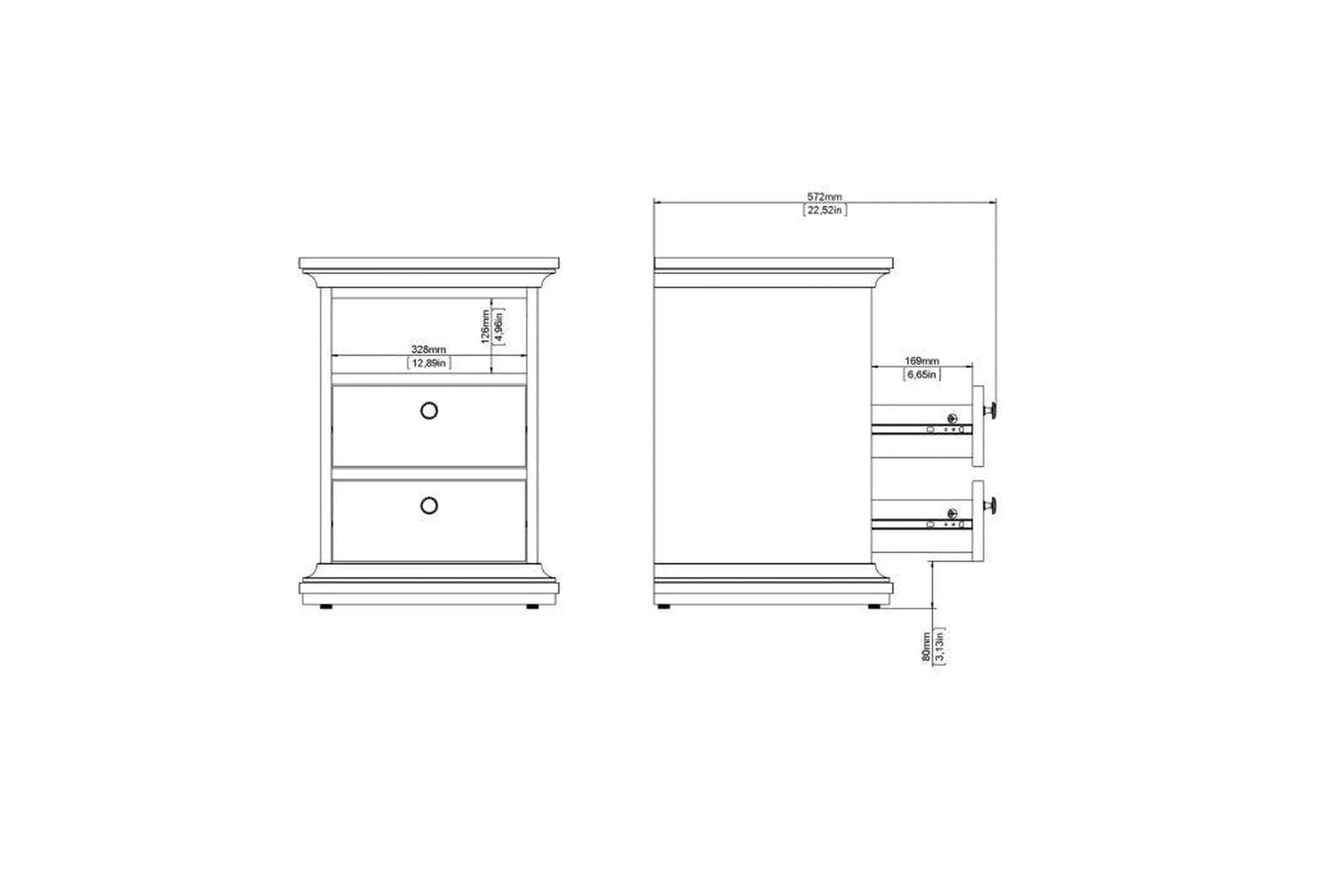 Paris Express Delivery Bedside Table 2 Drawers Matt Grey - Image 4